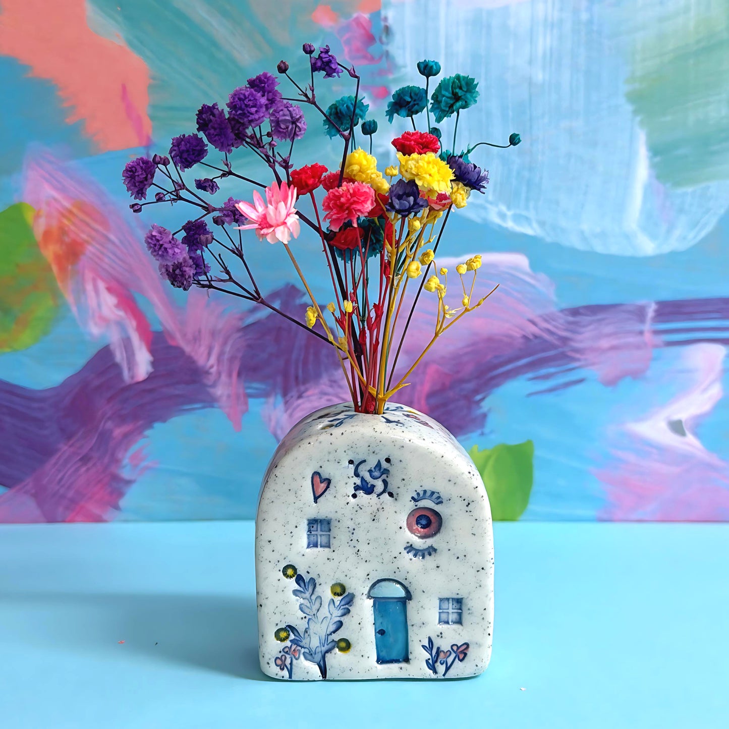 Hello Little FAERIE HOME Vase : 6 : Handpainted Ceramic Home Vase by Jo Kealley
