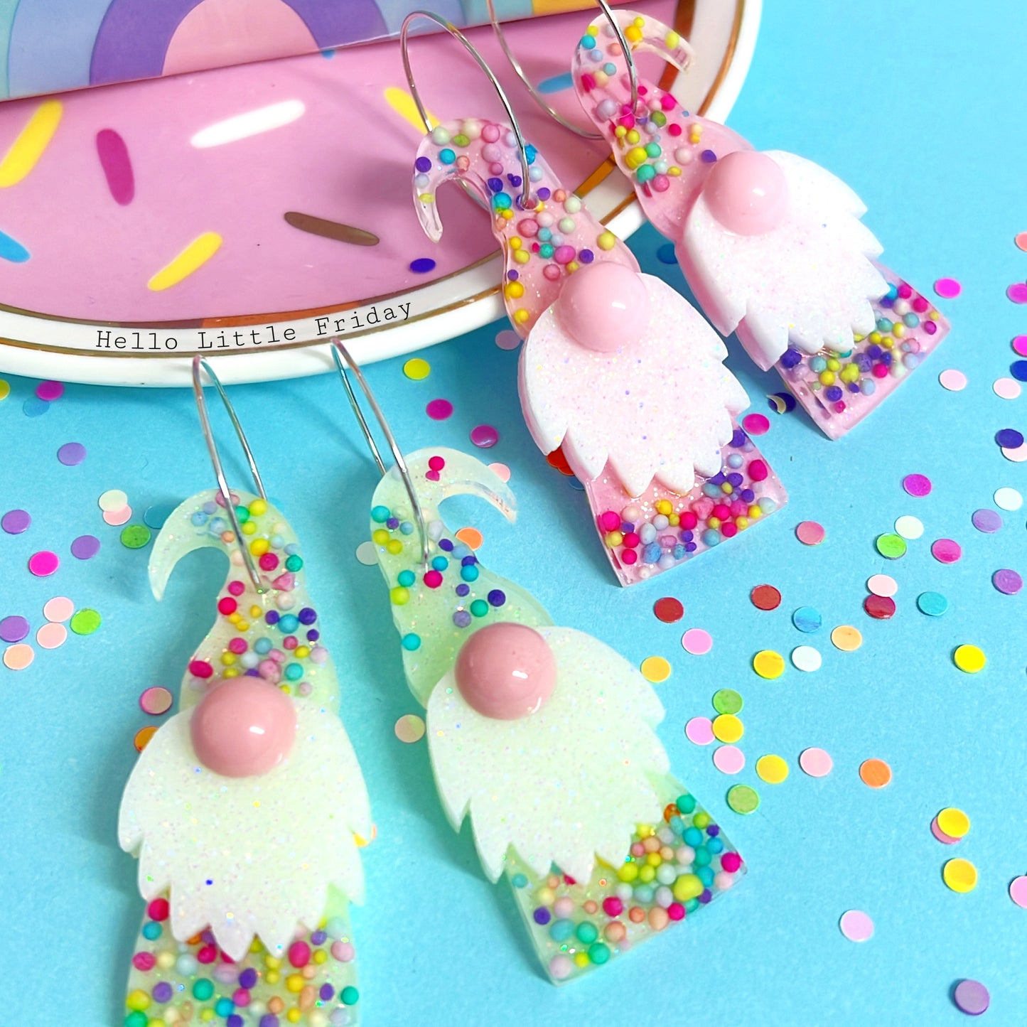 HELLO LITTLE GNOME : FAIRYBREAD : Handmade Resin DROP Earrings