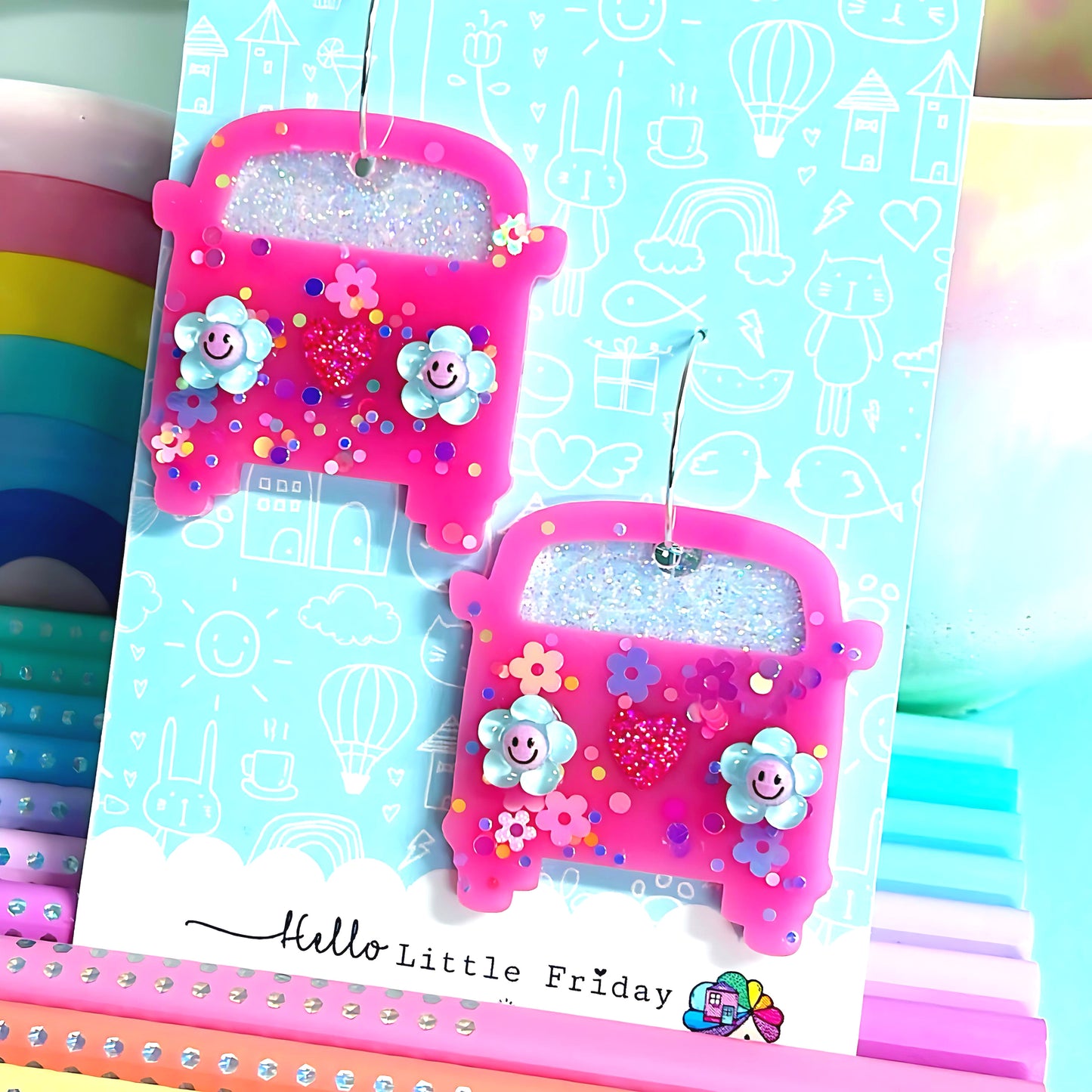 THE HAPPIEST CAMPER : DOTTY DAISY : Choose your colour Handmade Resin DROP Earrings