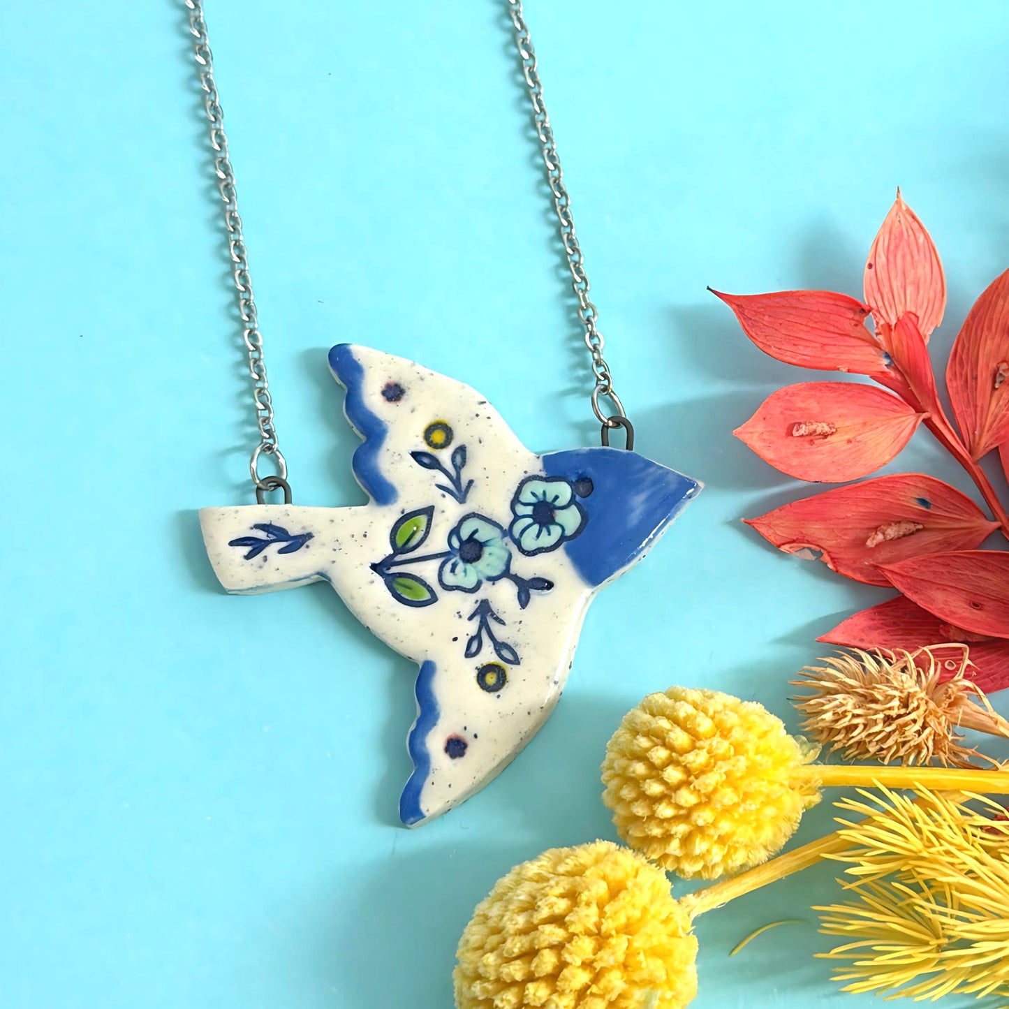BOTANICA CERAMICA : HELLO LITTLE BLUEBIRD : Pendants : Choose your design : Ceramic Pendants by Jo Kealley
