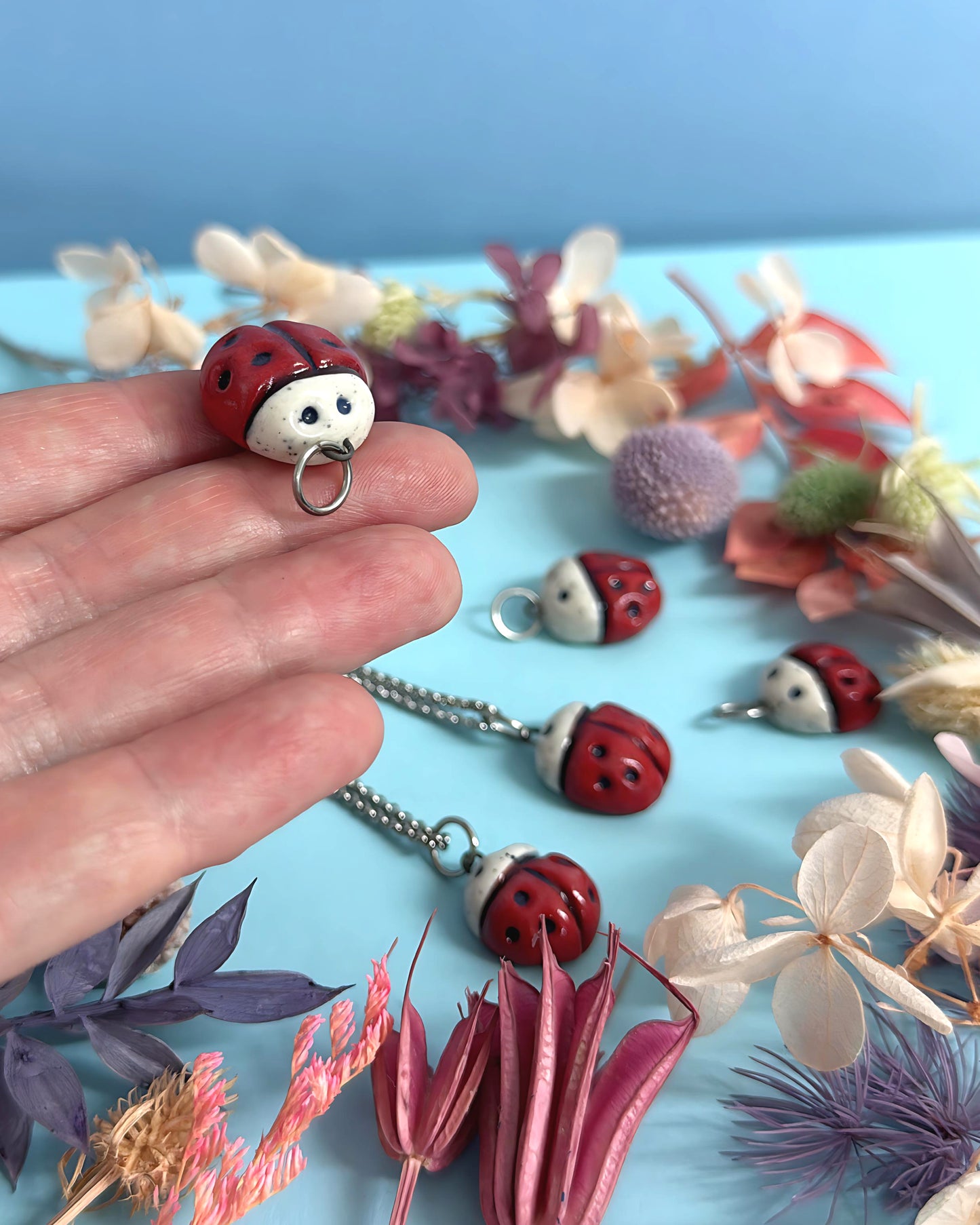 BABY LADYBIRD : Ceramic Charm Pendant by Jo Kealley