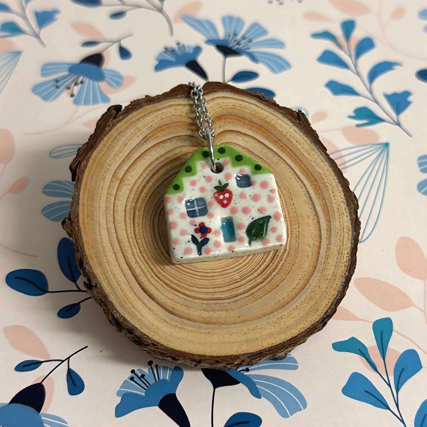 Hello Little HOMES 7 : Choose your Home : Handpainted One of a kind : Ceramic Home Pendants by Jo Kealley