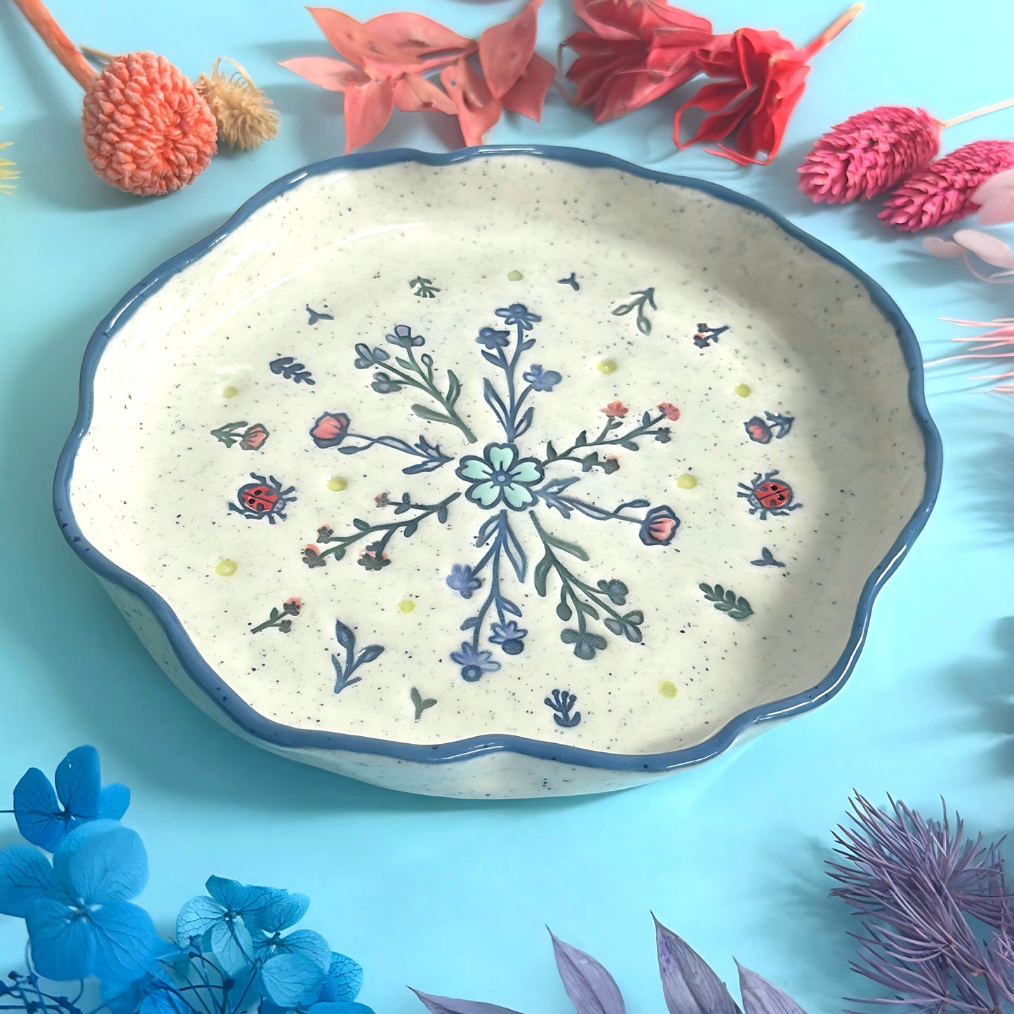 BOTANICA CERAMICA TRINKET DISH : LARGE 2 : Handpainted Ceramic Dishes by Jo Kealley