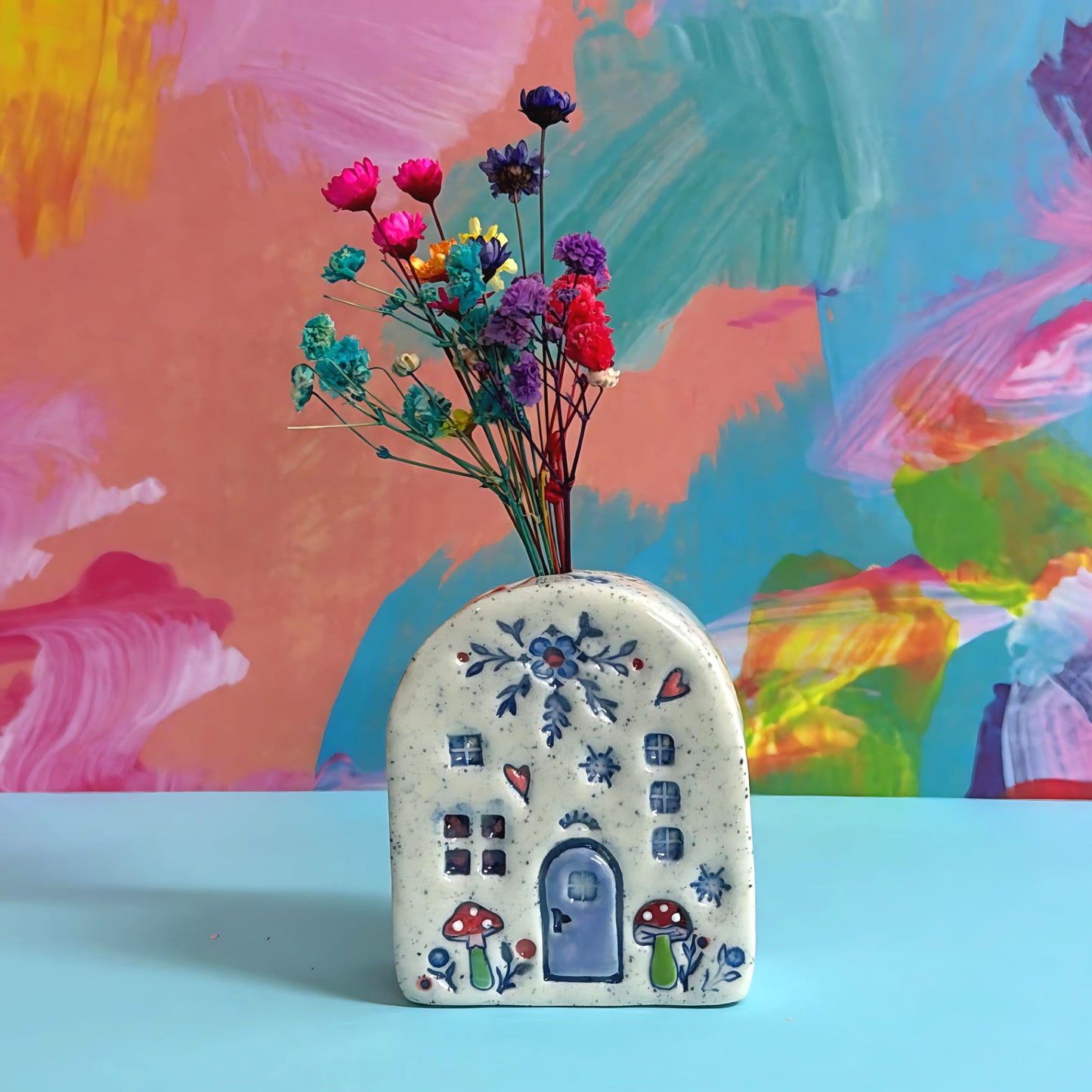Hello Little FAERIE HOME Vase : 10 : Handpainted Ceramic Home Vase by Jo Kealley