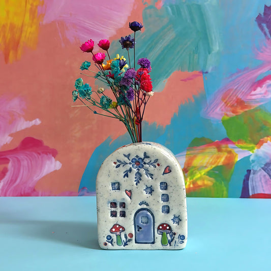Hello Little FAERIE HOME Vase : 10 : Handpainted Ceramic Home Vase by Jo Kealley