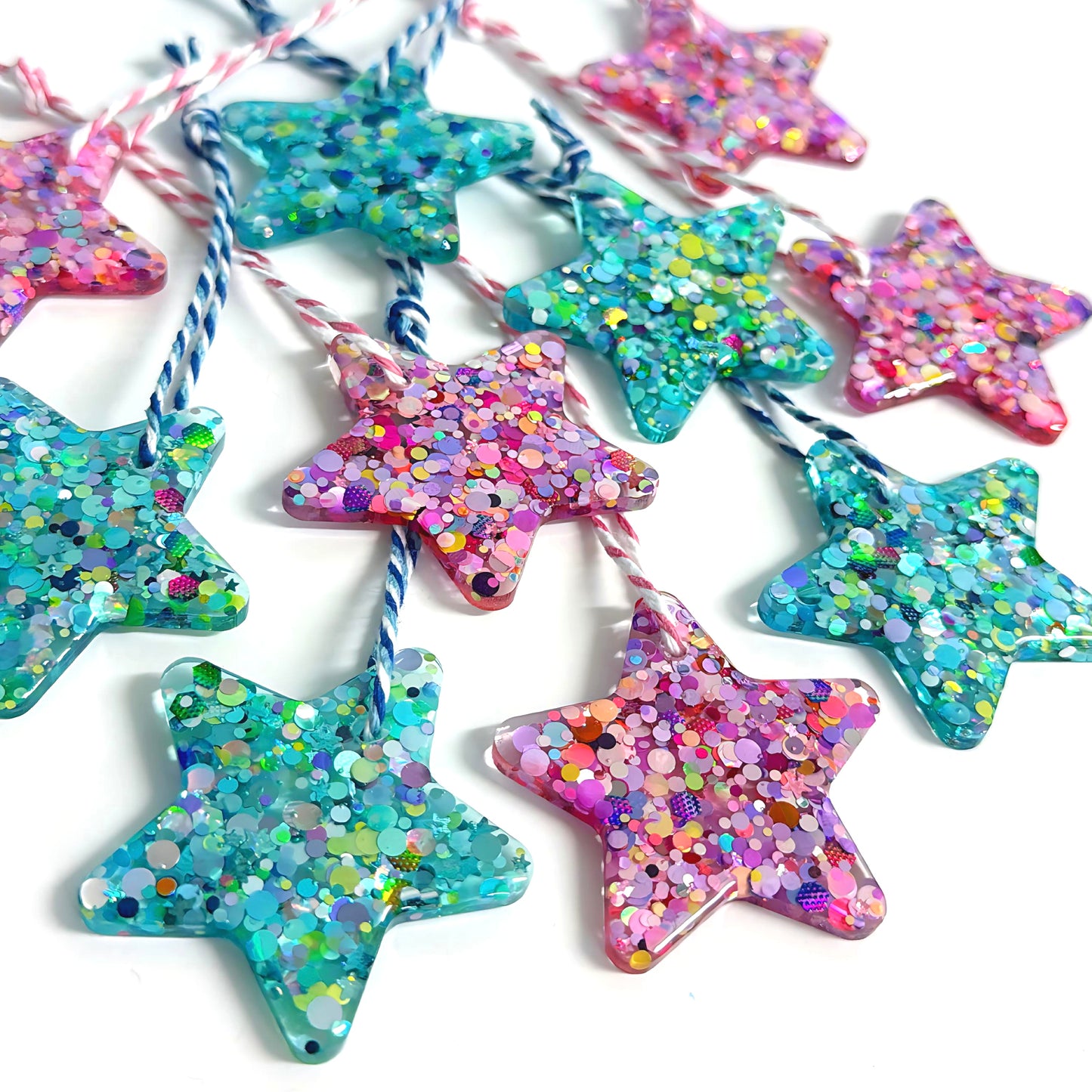 FESTIVE STARS : Choose your colour : Handmade Resin Tree Ornaments