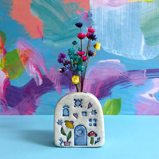 Hello Little FAERIE HOME Vase : 7 : Handpainted Ceramic Home Vase by Jo Kealley