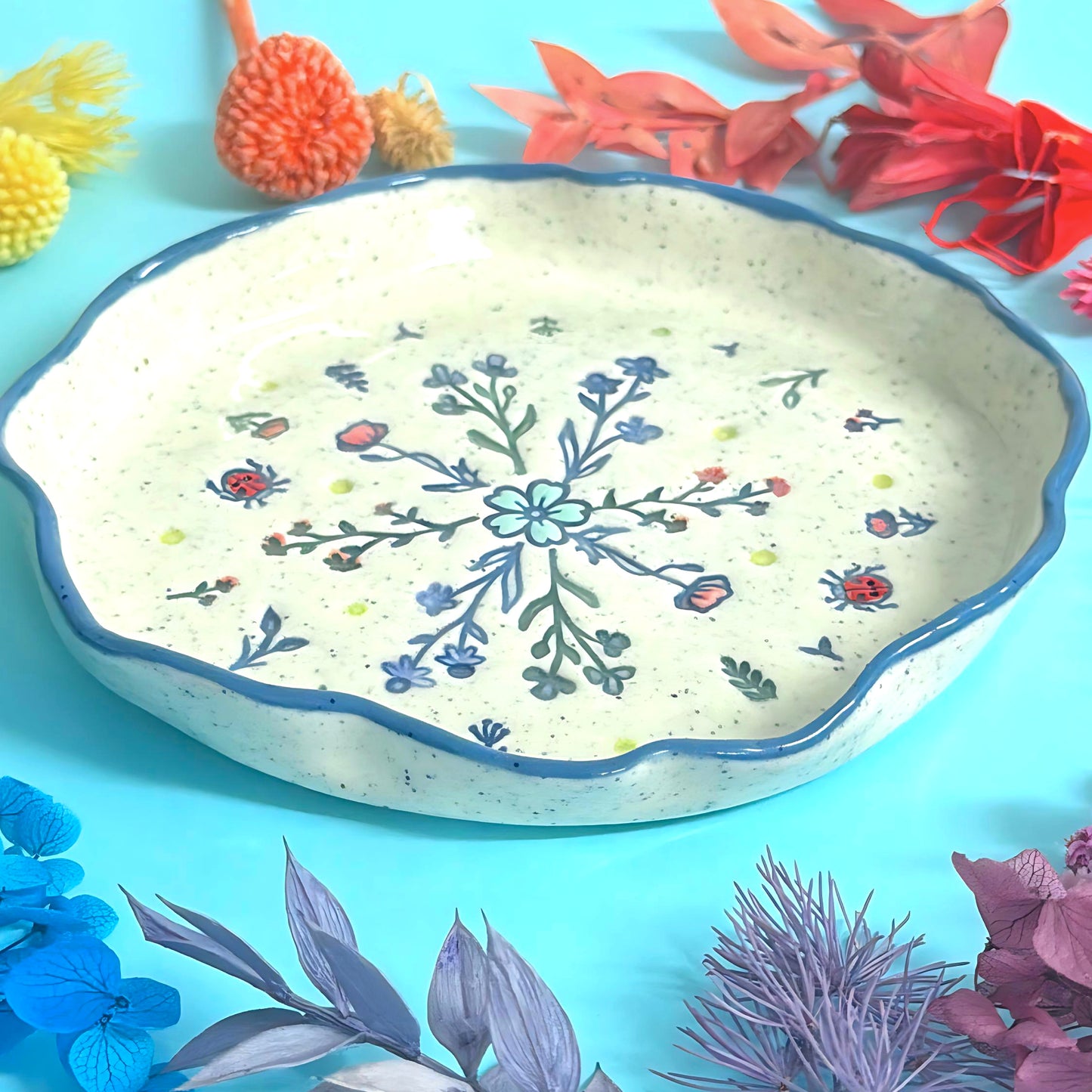 BOTANICA CERAMICA TRINKET DISH : LARGE 2 : Handpainted Ceramic Dishes by Jo Kealley