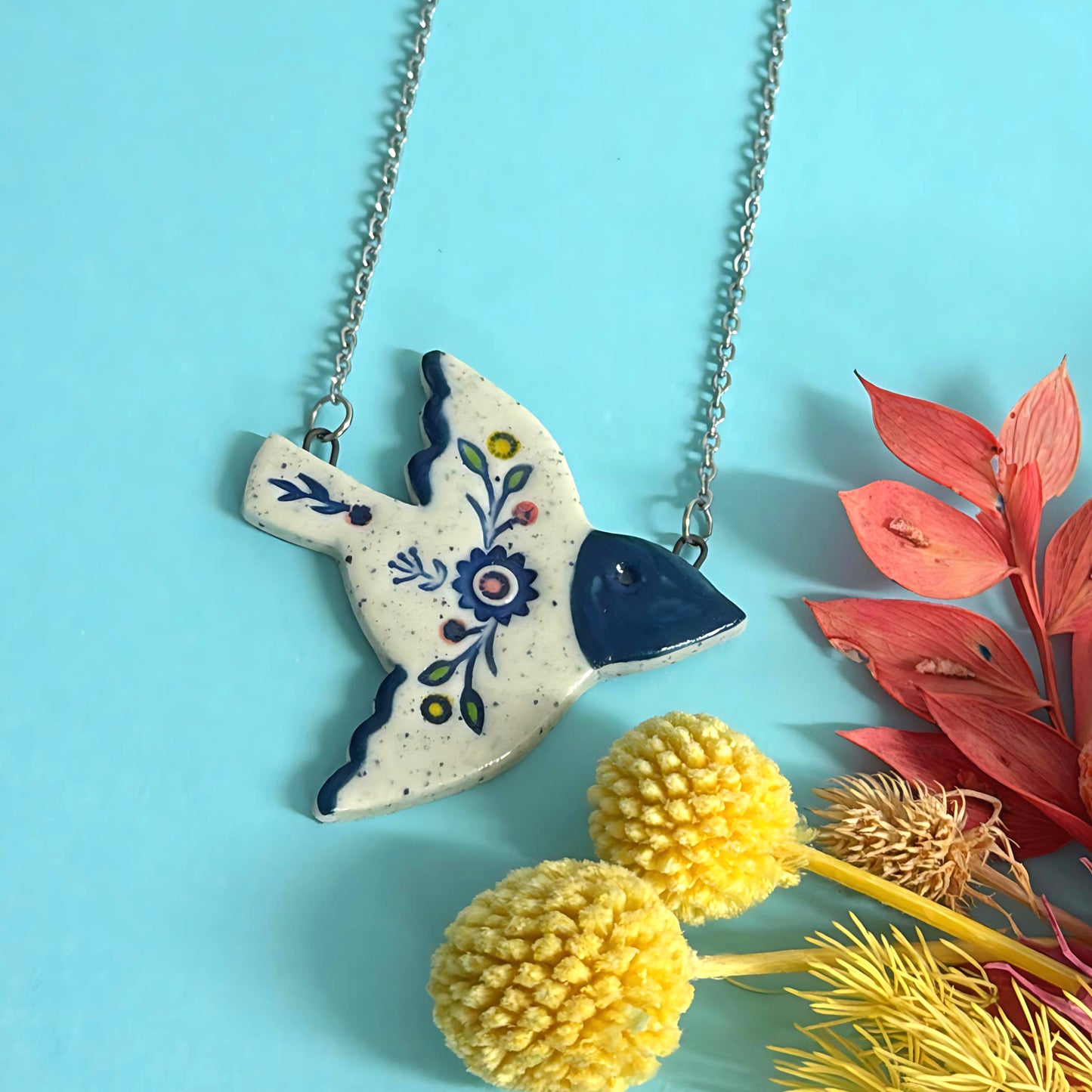 BOTANICA CERAMICA : HELLO LITTLE BLUEBIRD : Pendants : Choose your design : Ceramic Pendants by Jo Kealley