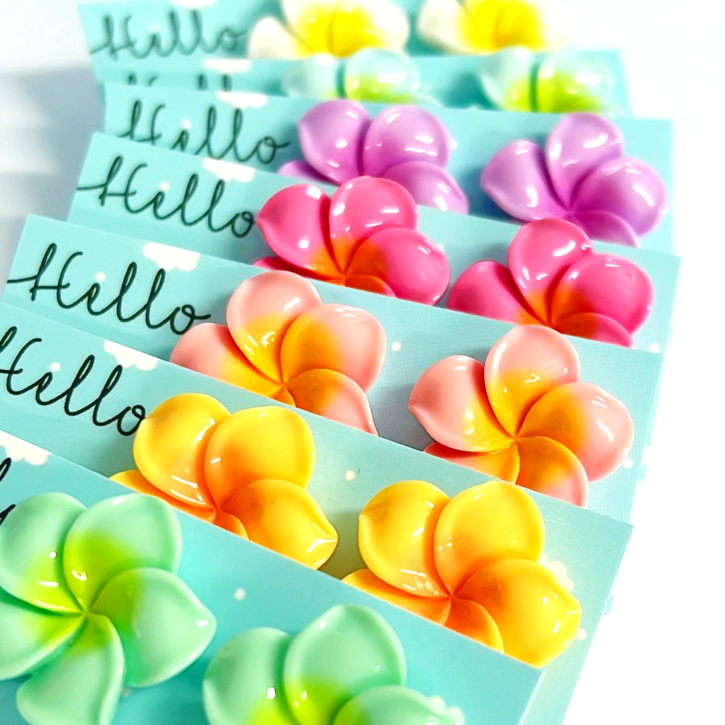 FRANGIPANI : Choose your colour : Resin STUD Earrings