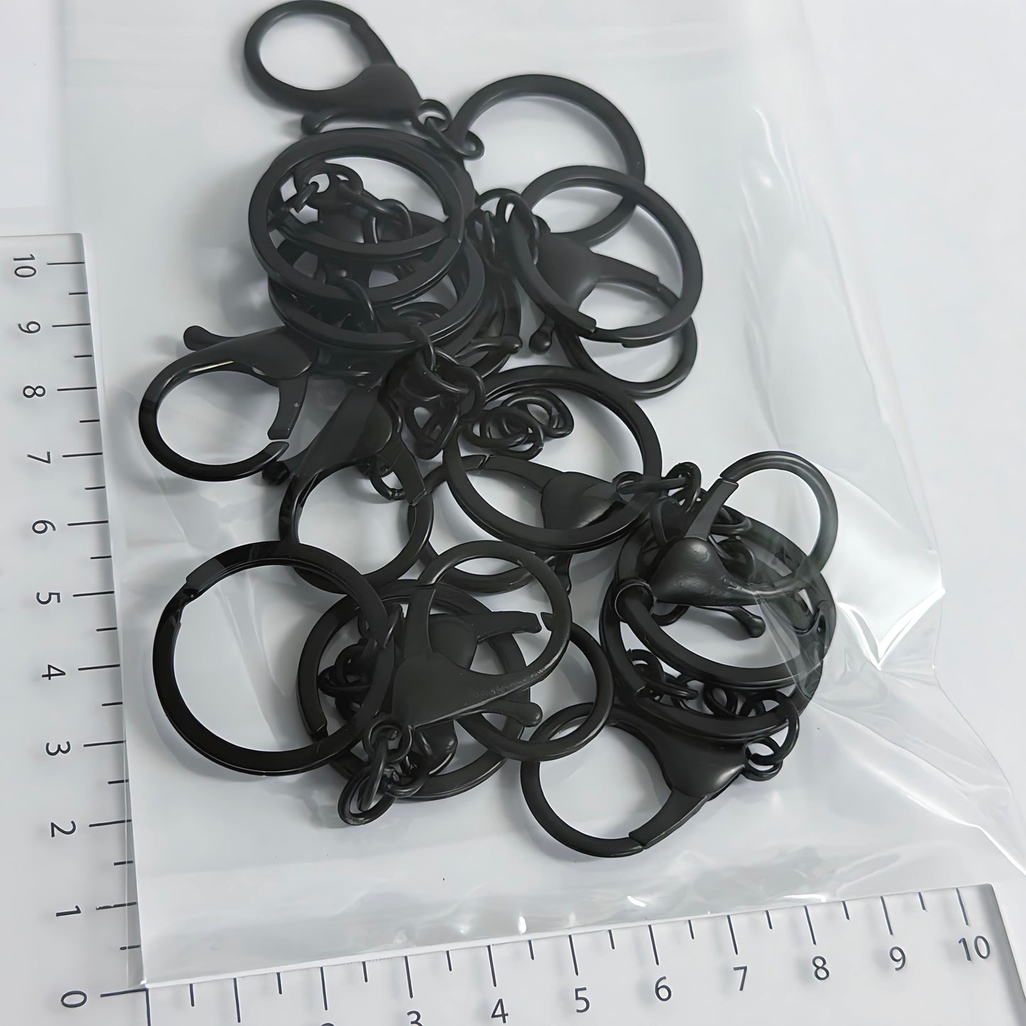 11 x Black key chain with large lobster clasp & split ring : Destash item