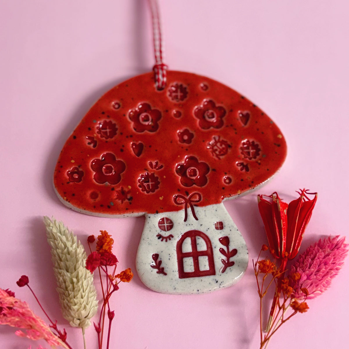Toadstool Home : One of a kind Handmade Ceramic Wall Art by Jo Kealley