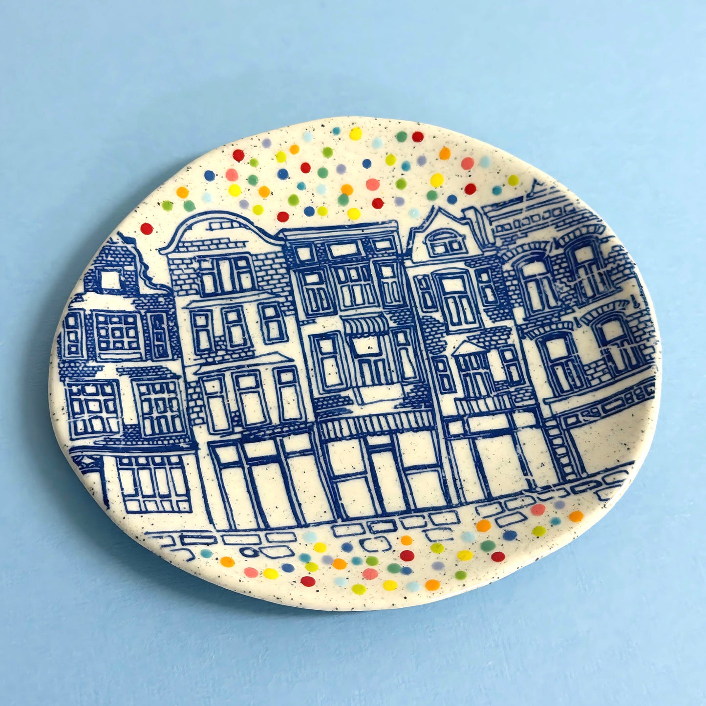 Hello Little RAINBOW CONFETTI DISH : Choose your design : Handpainted Ceramic Dishes by Jo Kealley