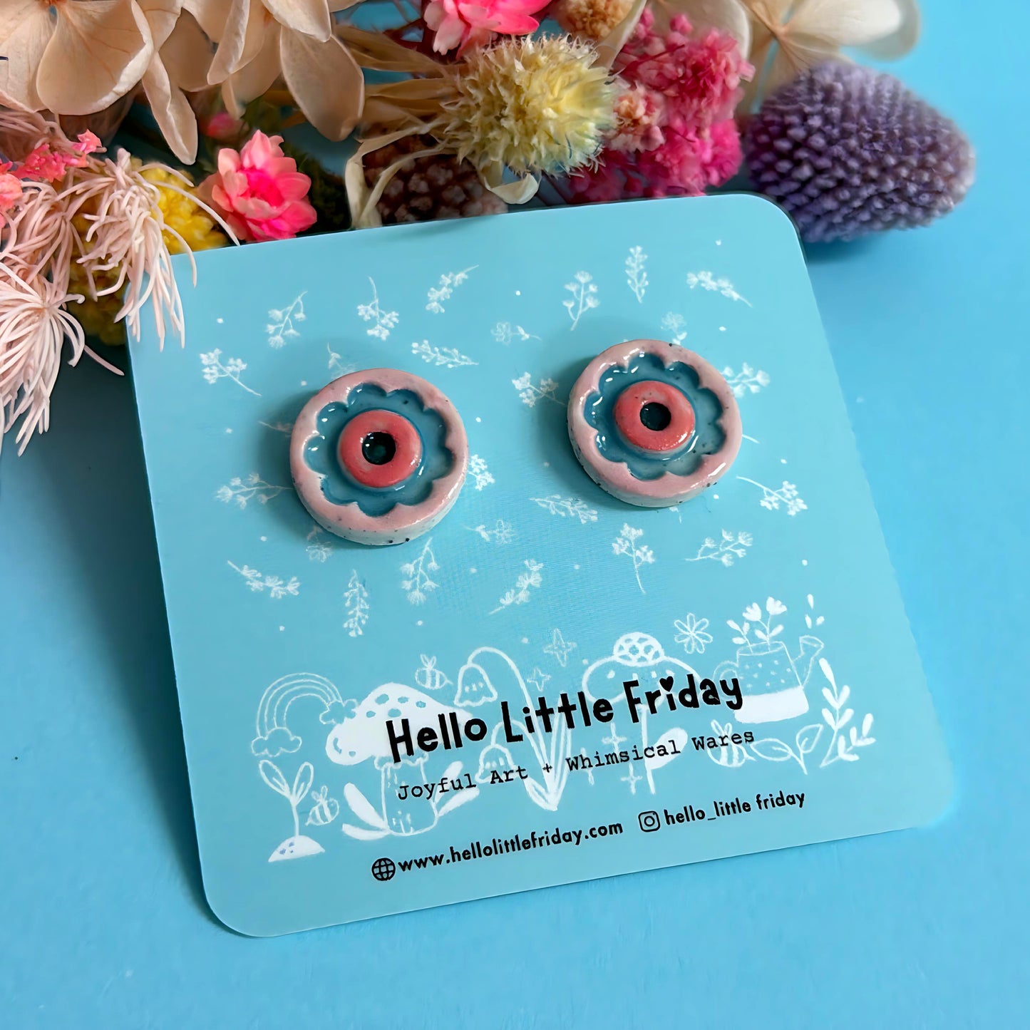 One of a kind pairs : BOTANICA CERAMICA STUDS : Choose your design : Handmade Ceramic STUD Earrings by Jo Kealley