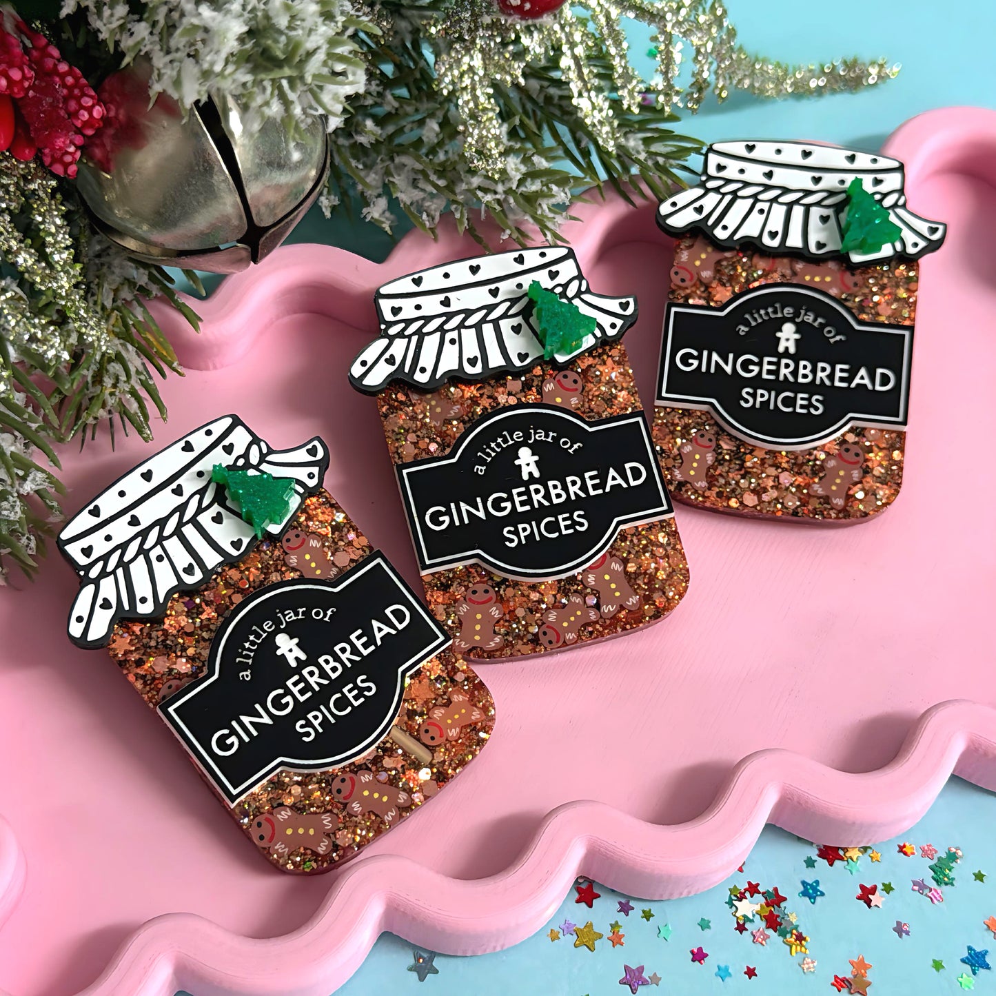A LITTLE JAR OF : GINGERBREAD SPICES : Handmade Resin & Acrylic BROOCH