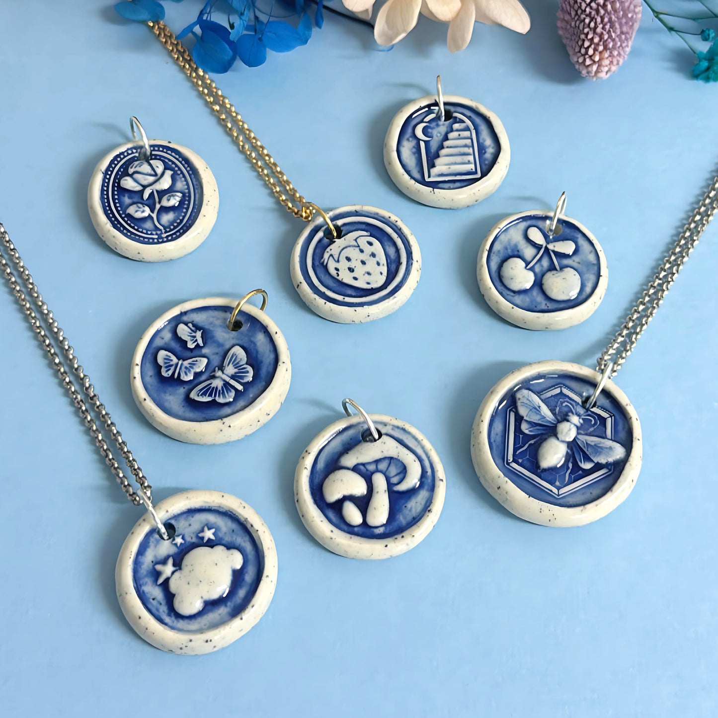 Hello Little Delft CHARMS : Choose your design : Handmade Ceramic Home Pendants by Jo Kealley
