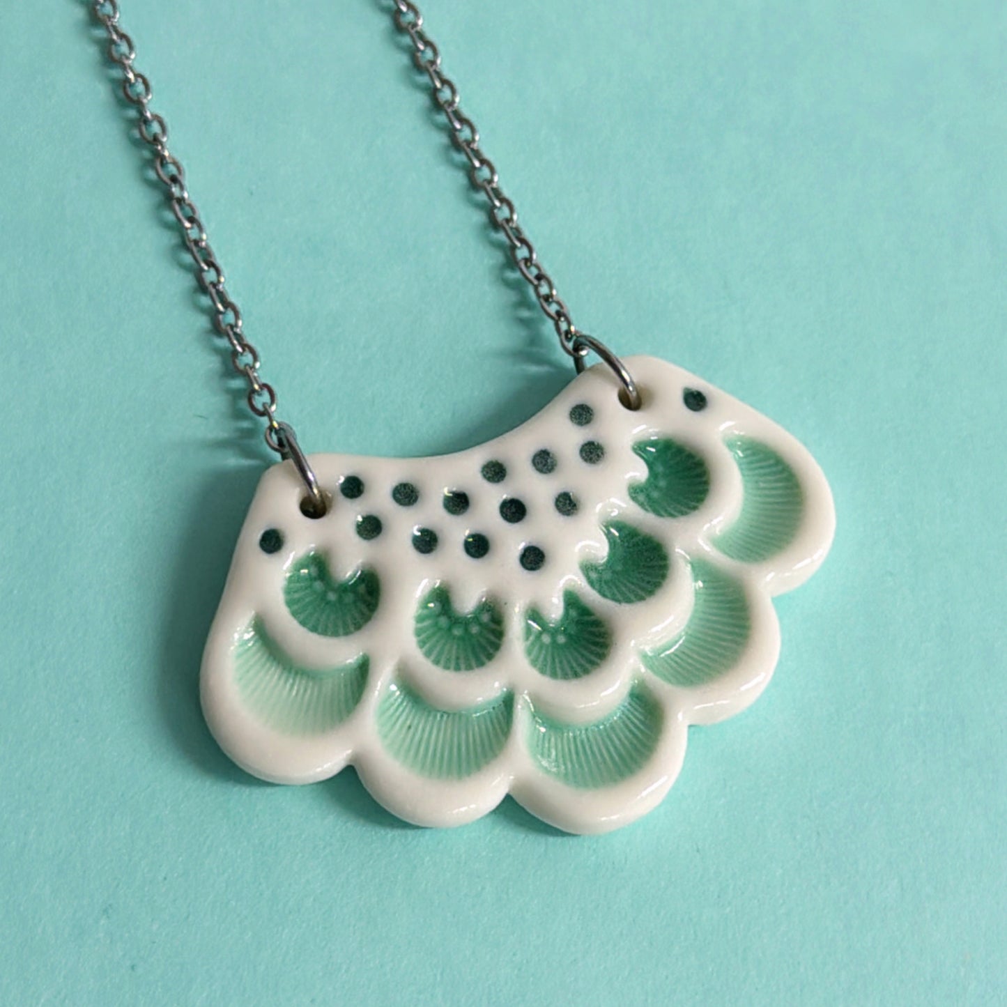 Scalloped Lace small handmade Porcelain Pendants ~ choose your colour : by Jo Kealley