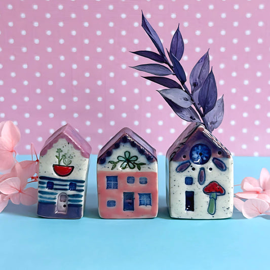 Hello Little HOMES 3 : Choose your design : Handpainted Ceramic Vases & Sculptures by Jo Kealley