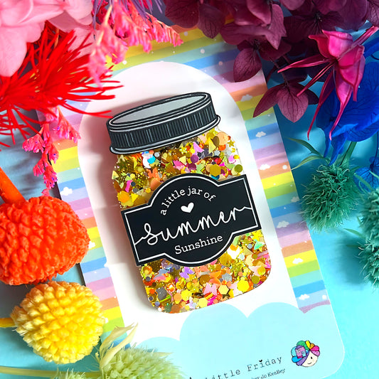 A LITTLE JAR OF : SUMMER SUNSHINE : Handmade Resin & Acrylic BROOCH
