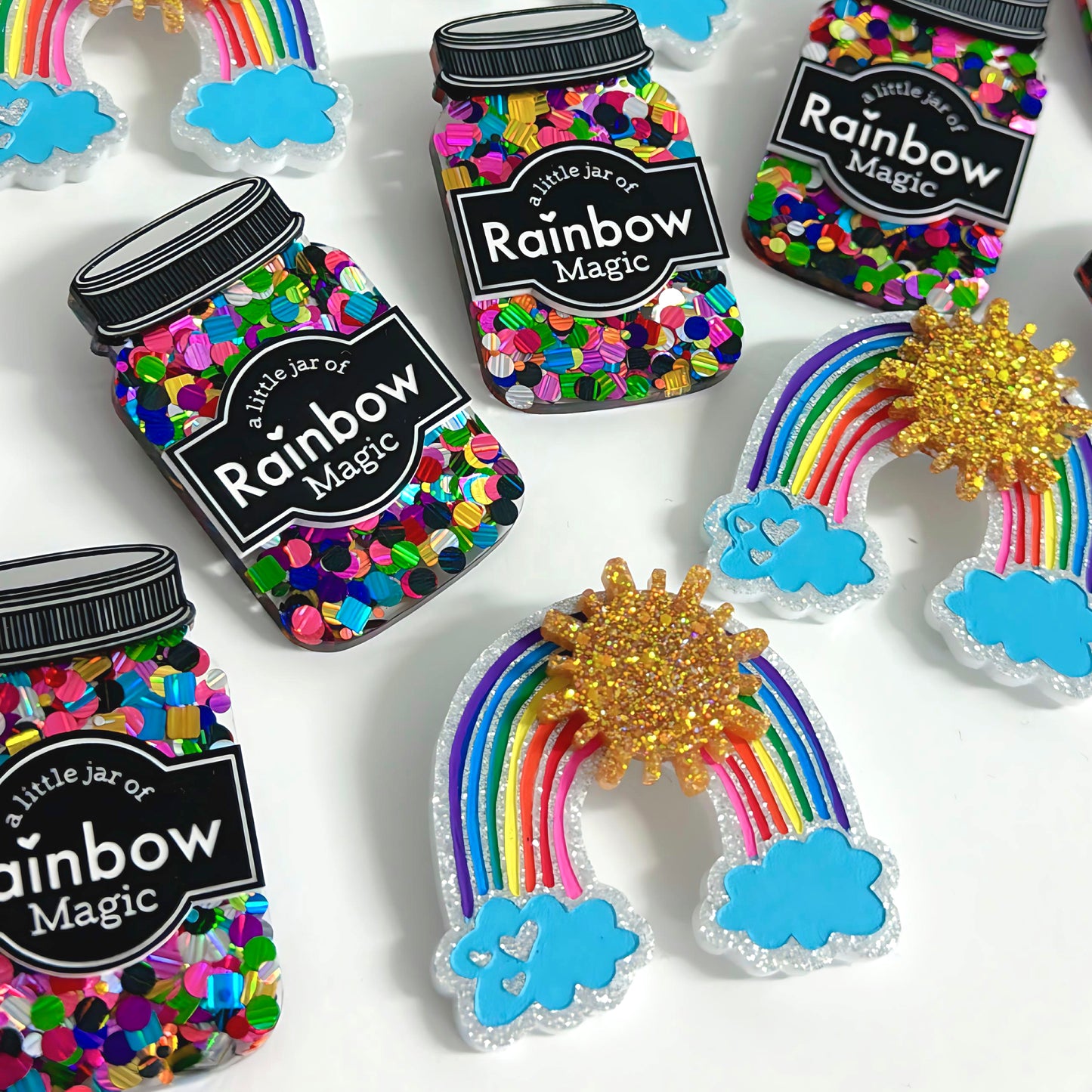 A LITTLE JAR OF : RAINBOW MAGIC : Handmade Resin & Acrylic BROOCH