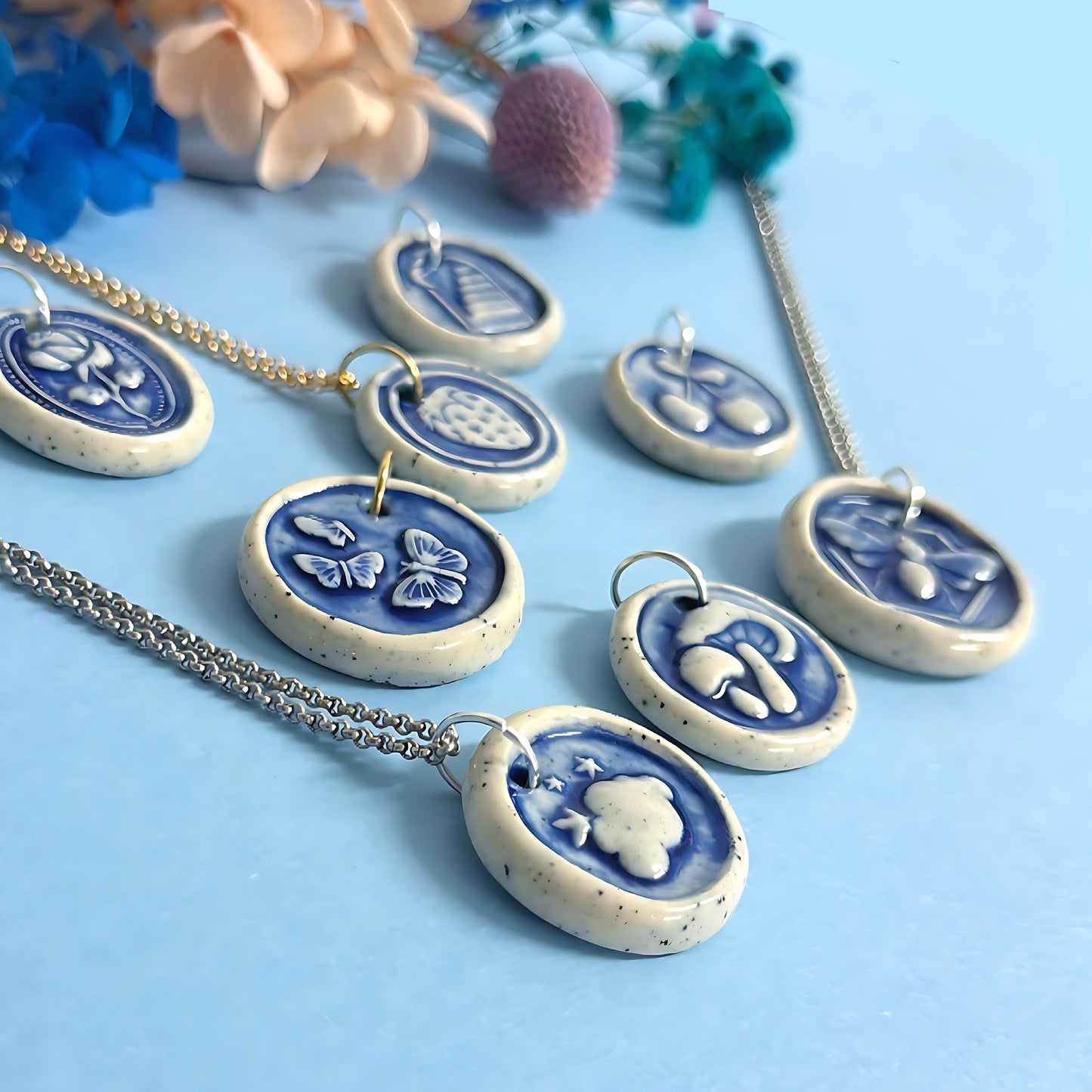 Hello Little Delft CHARMS : Choose your design : Handmade Ceramic Home Pendants by Jo Kealley