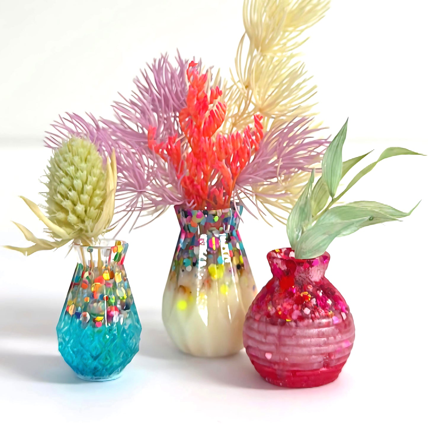MINIATURE VASE SET 3 : Handmade Resin Miniature Vases