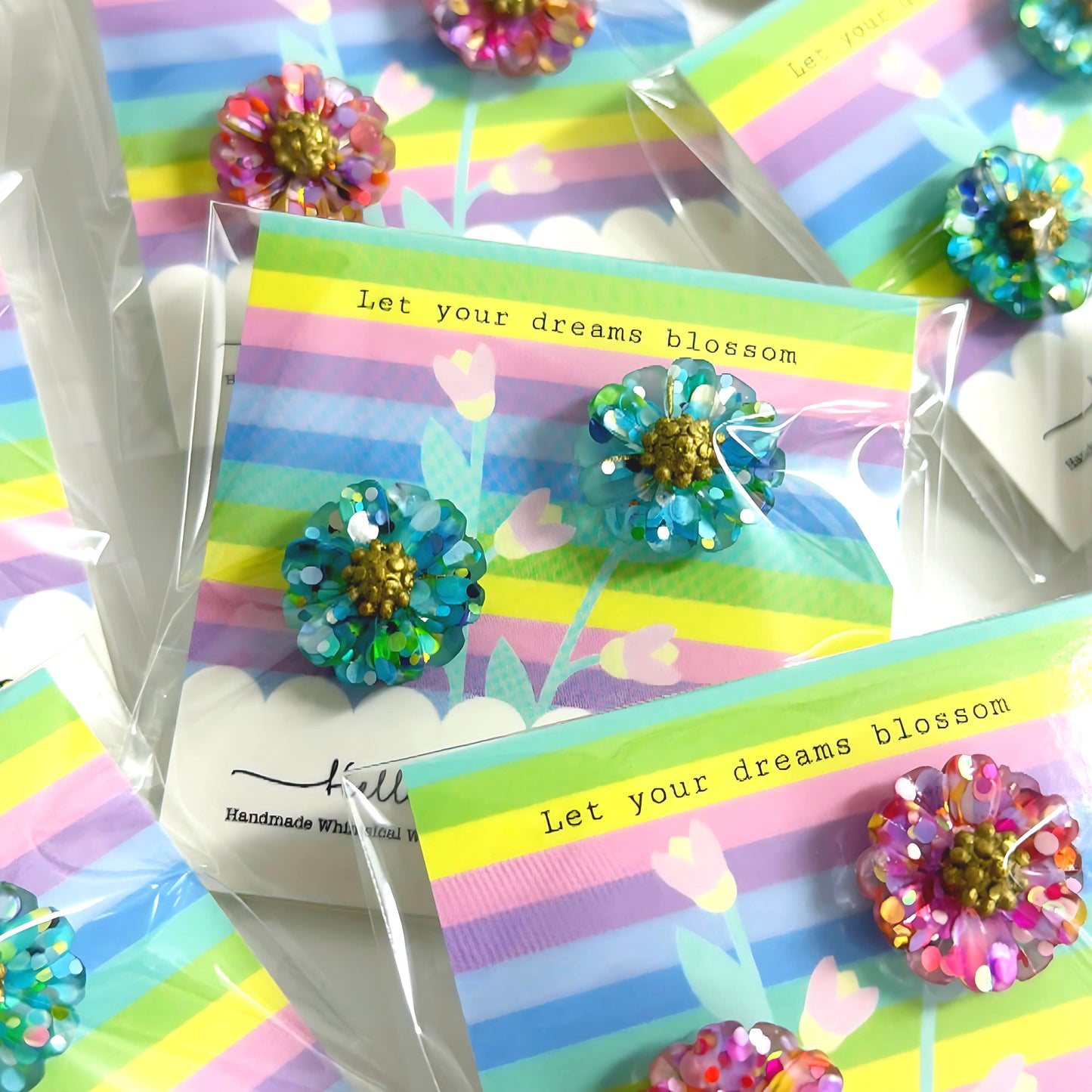 LET YOUR DREAMS BLOSSOM : choose your colour : Handmade Resin STUD Earrings