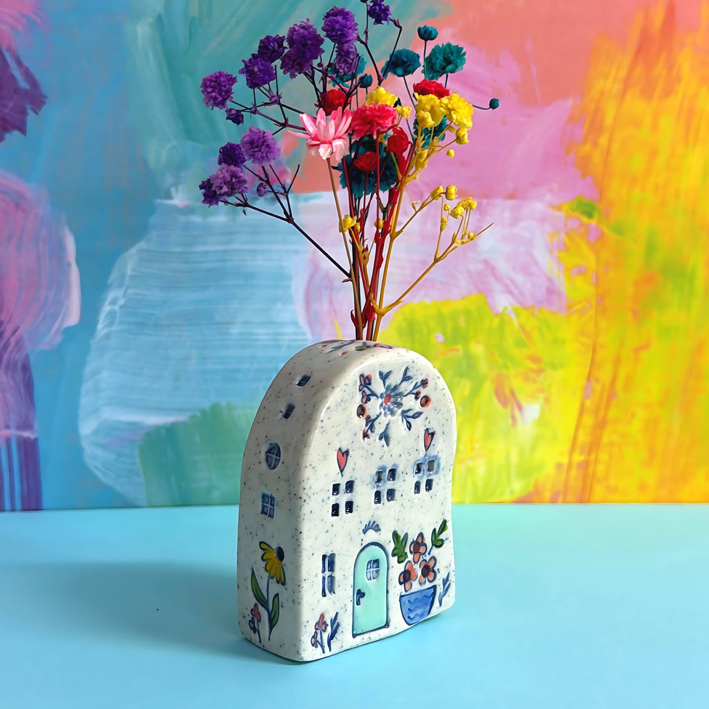 Hello Little FAERIE HOME Vase : 1 & 2 : Handpainted Ceramic Home Vases by Jo Kealley