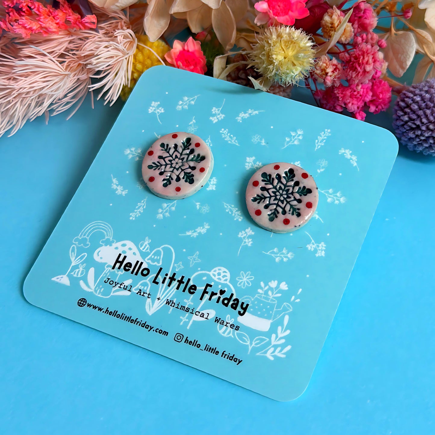 One of a kind pairs : BOTANICA CERAMICA STUDS : Choose your design : Handmade Ceramic STUD Earrings by Jo Kealley
