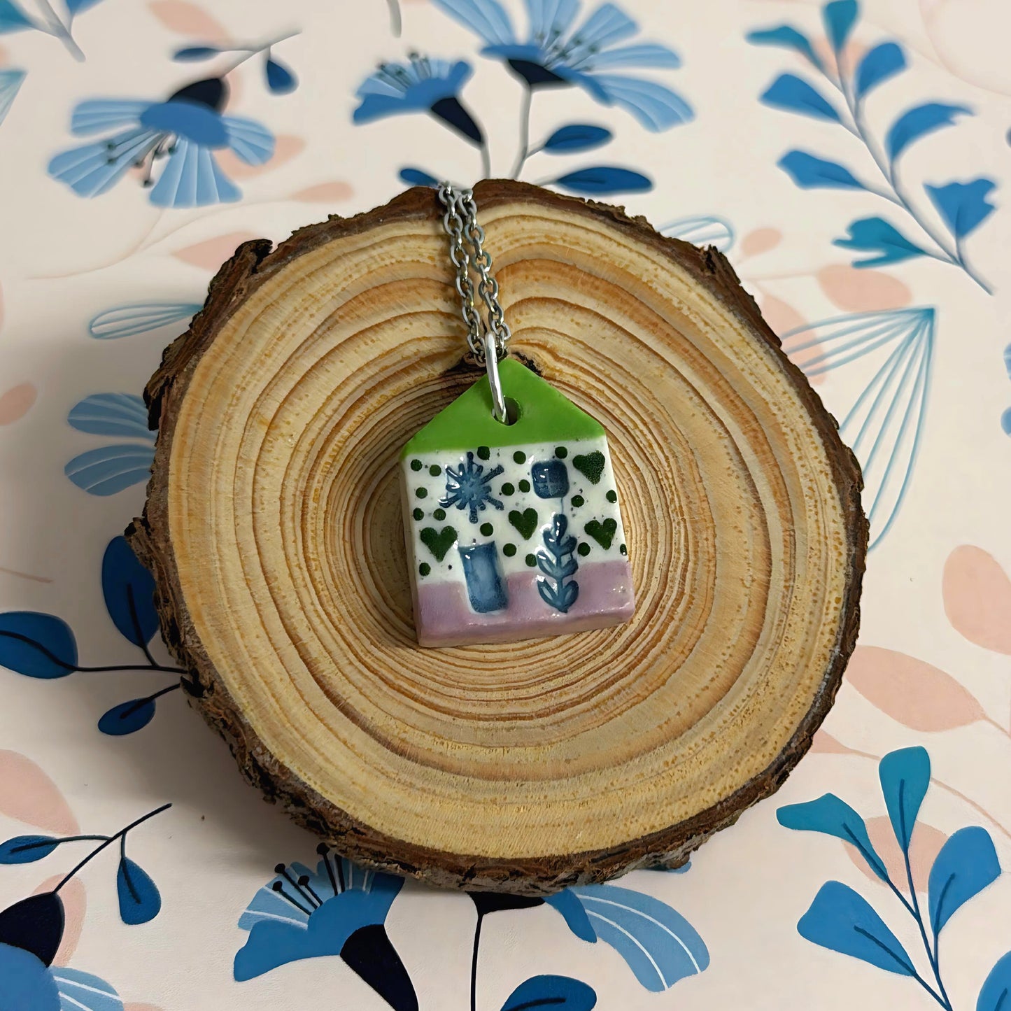 Hello Little HOMES 7 : Choose your Home : Handpainted One of a kind : Ceramic Home Pendants by Jo Kealley