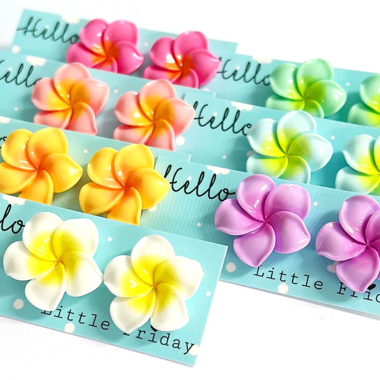 FRANGIPANI : Choose your colour : Resin STUD Earrings