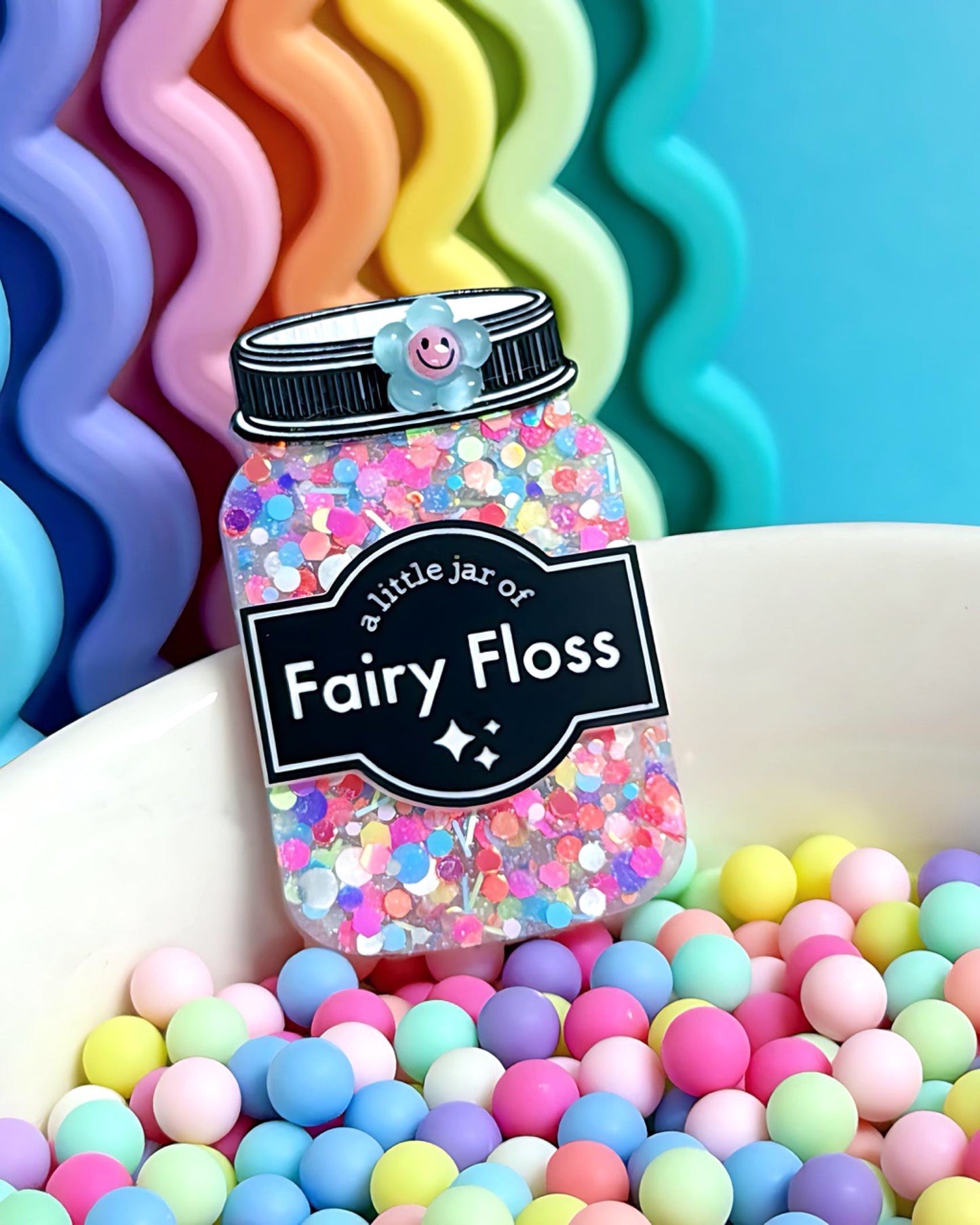 A LITTLE JAR OF : FAIRY FLOSS : Handmade Resin & Acrylic BROOCH