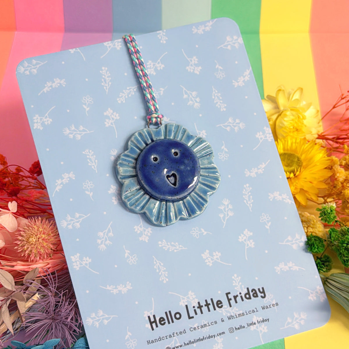 The Light Blue WALLFLOWERS ~ choose your design : Handmade Ceramic Wall Art Ornament by Jo Kealley