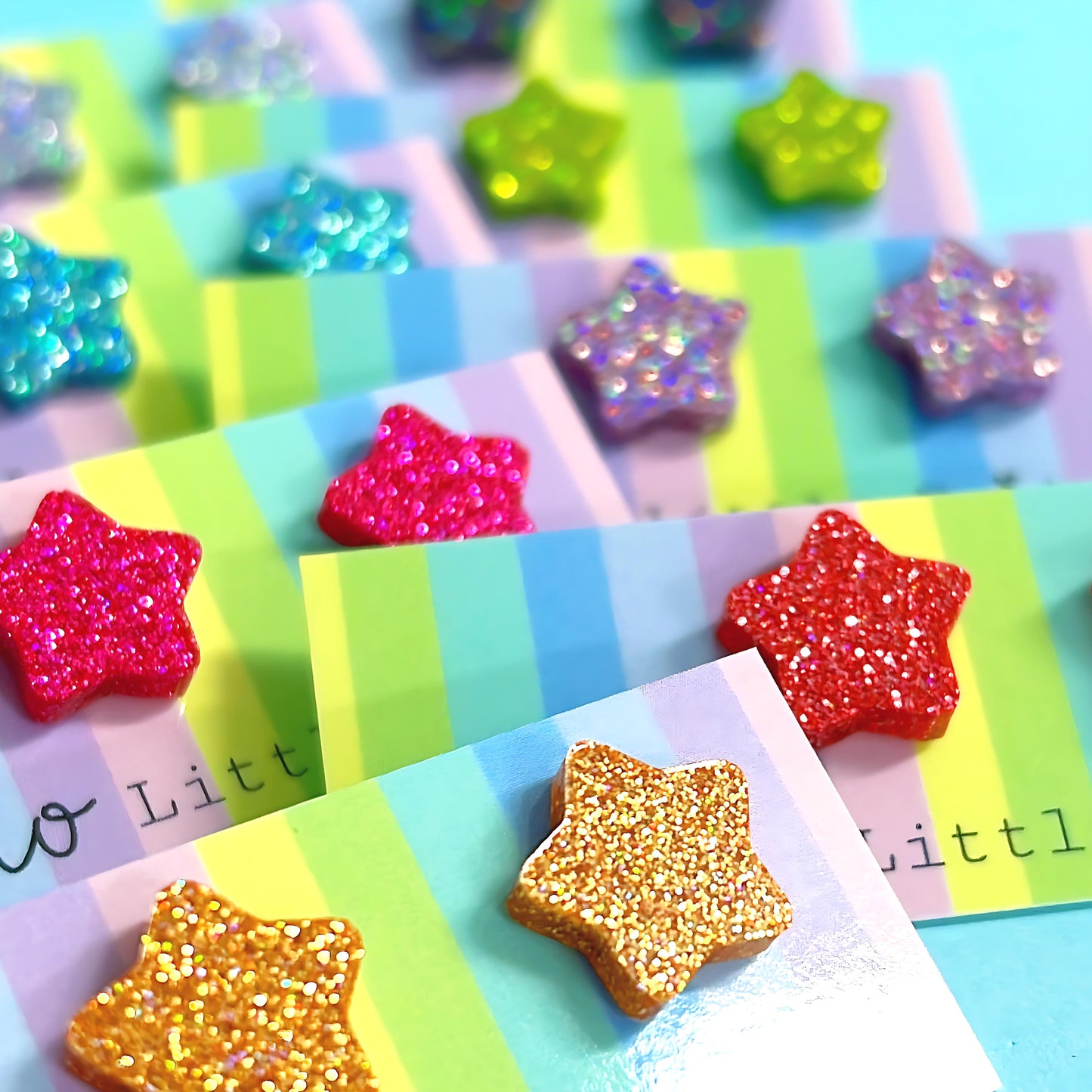 GLITTERBOMB STARS : SMALL : Choose your colour : Handmade Resin STUD Earrings