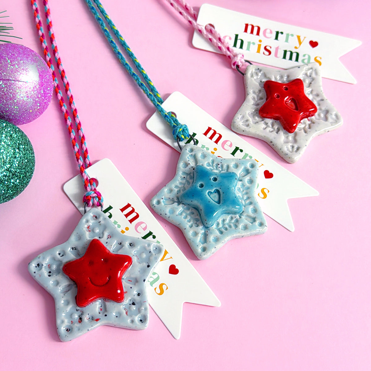 The Happiest Star ~ Choose your colour : Small ~ Handmade Ceramic Christmas Ornaments by Jo Kealley