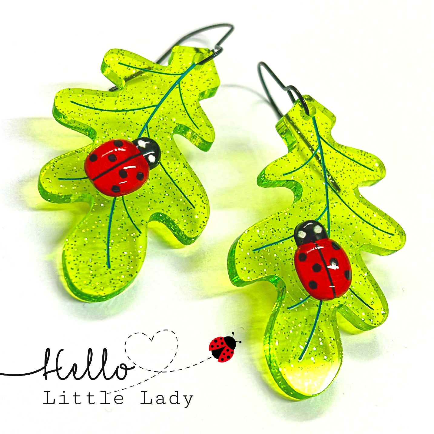 Hello LITTLE LADYBIRD : Choose your colour : Handmade Acrylic DROP Earrings