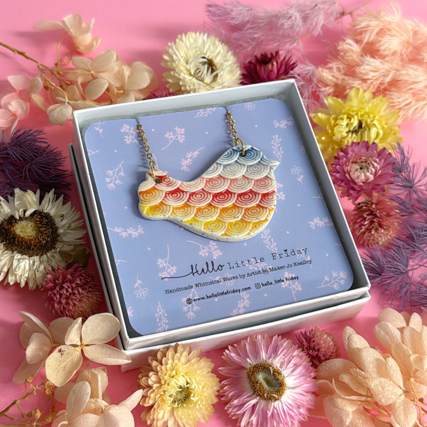 BLUEBIRD ~ One of a kind : Medium Ceramic Pendant by Jo Kealley