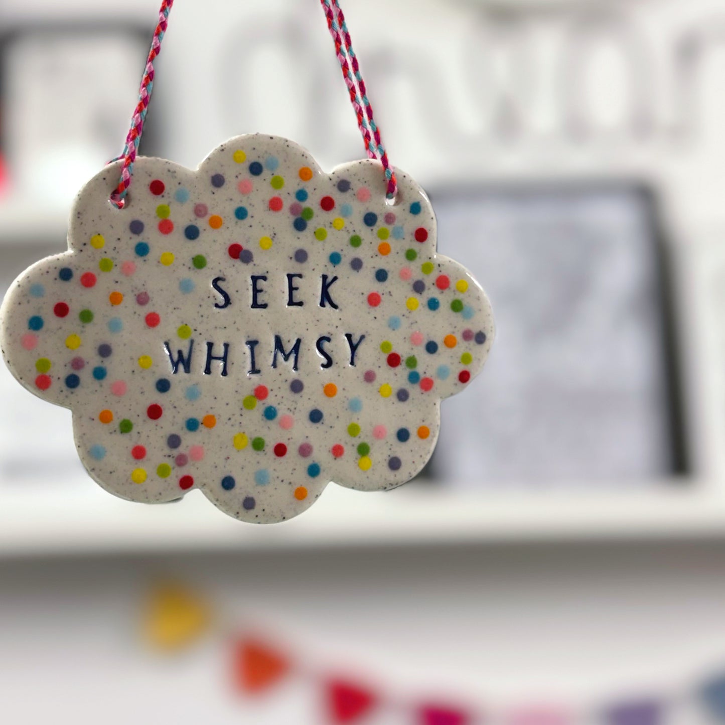 SEEK WHIMSY Wall Art : Handmade Ceramic Ornament by Jo Kealley