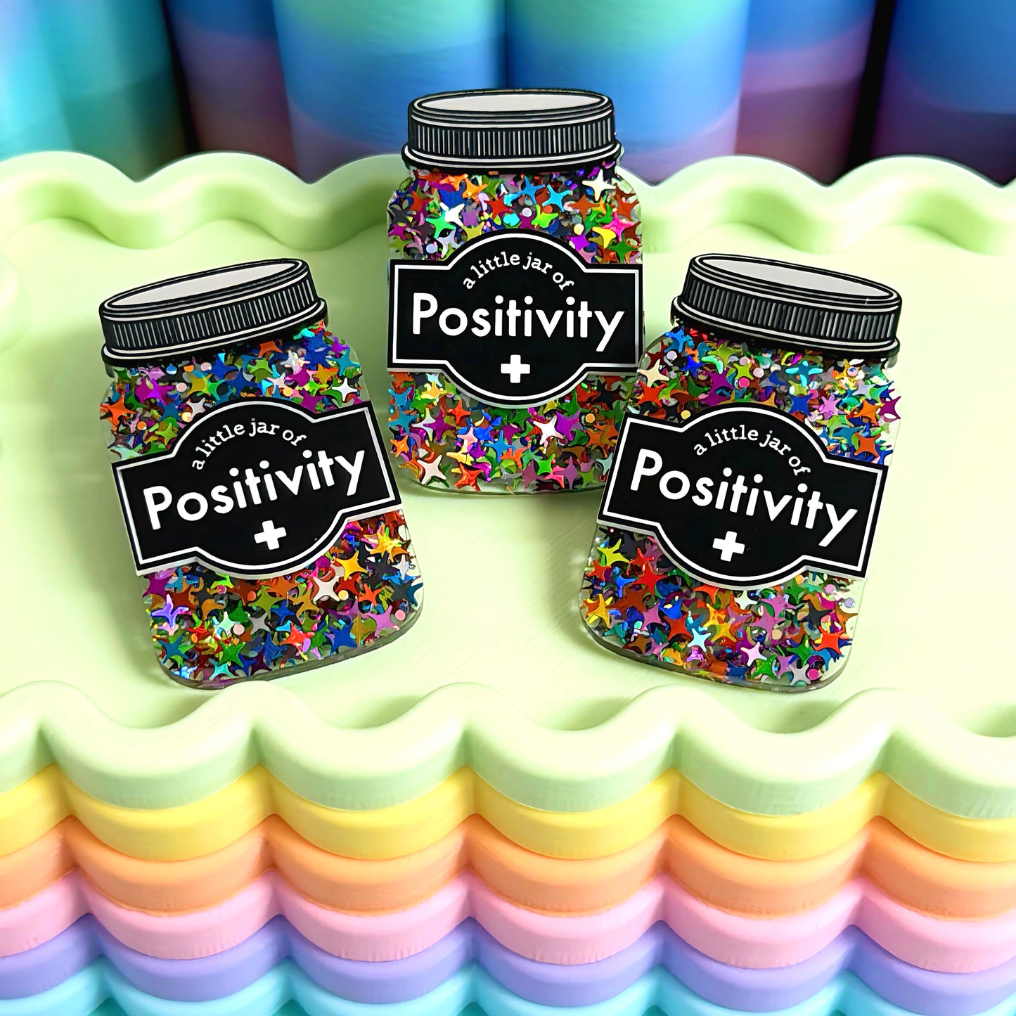 A LITTLE JAR OF : POSITIVITY : Handmade Resin & Acrylic BROOCH