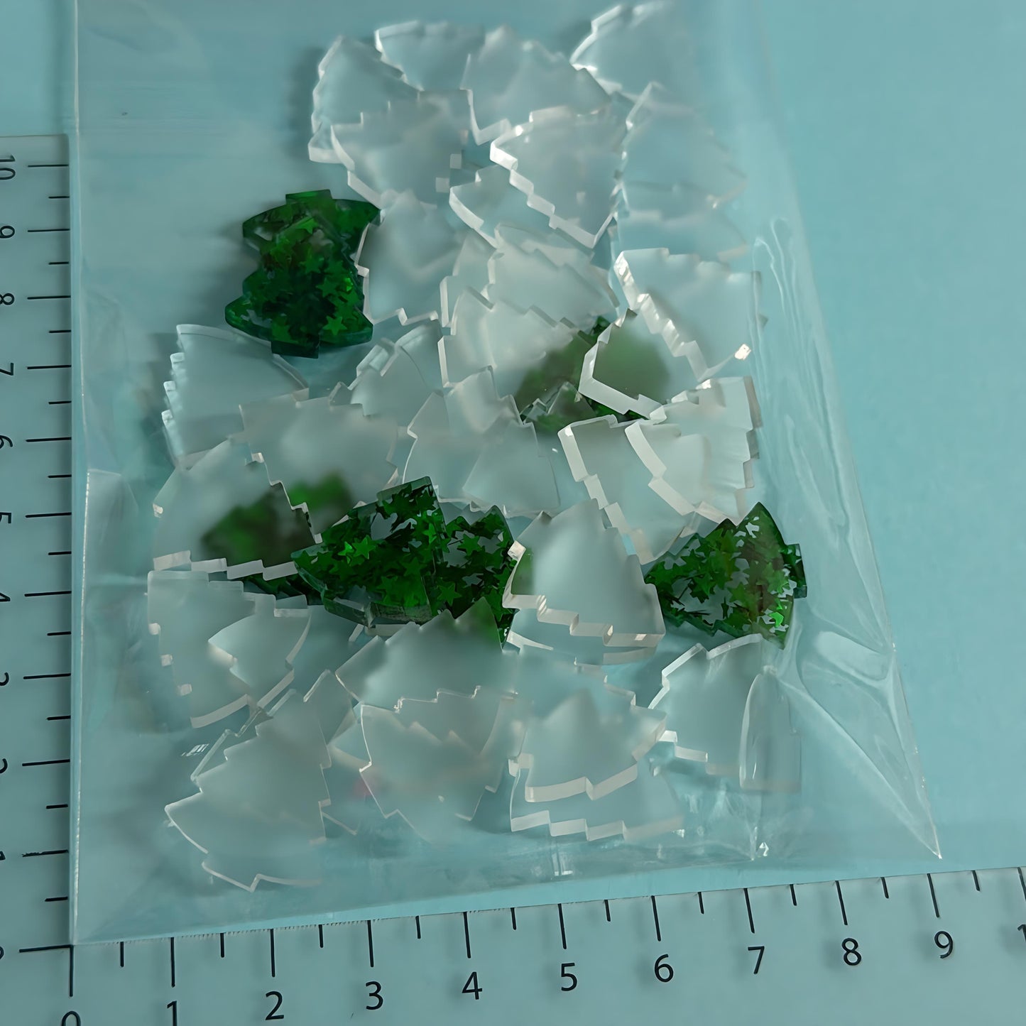 20mm CHRISTMAS TREES for stud earring size : 3mm clear frosted Acrylic components : Destash item