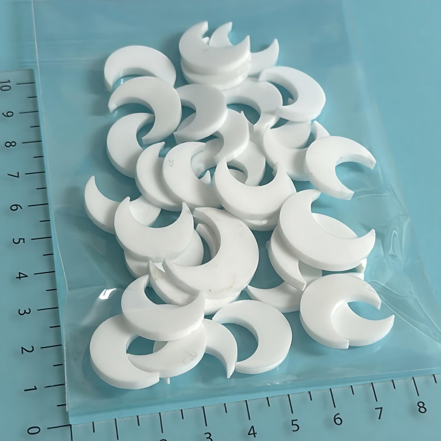 20mm MOONS for stud earring size: 3mm white gloss Acrylic components : Destash item