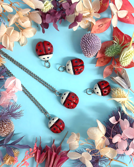 BABY LADYBIRD : Ceramic Charm Pendant by Jo Kealley