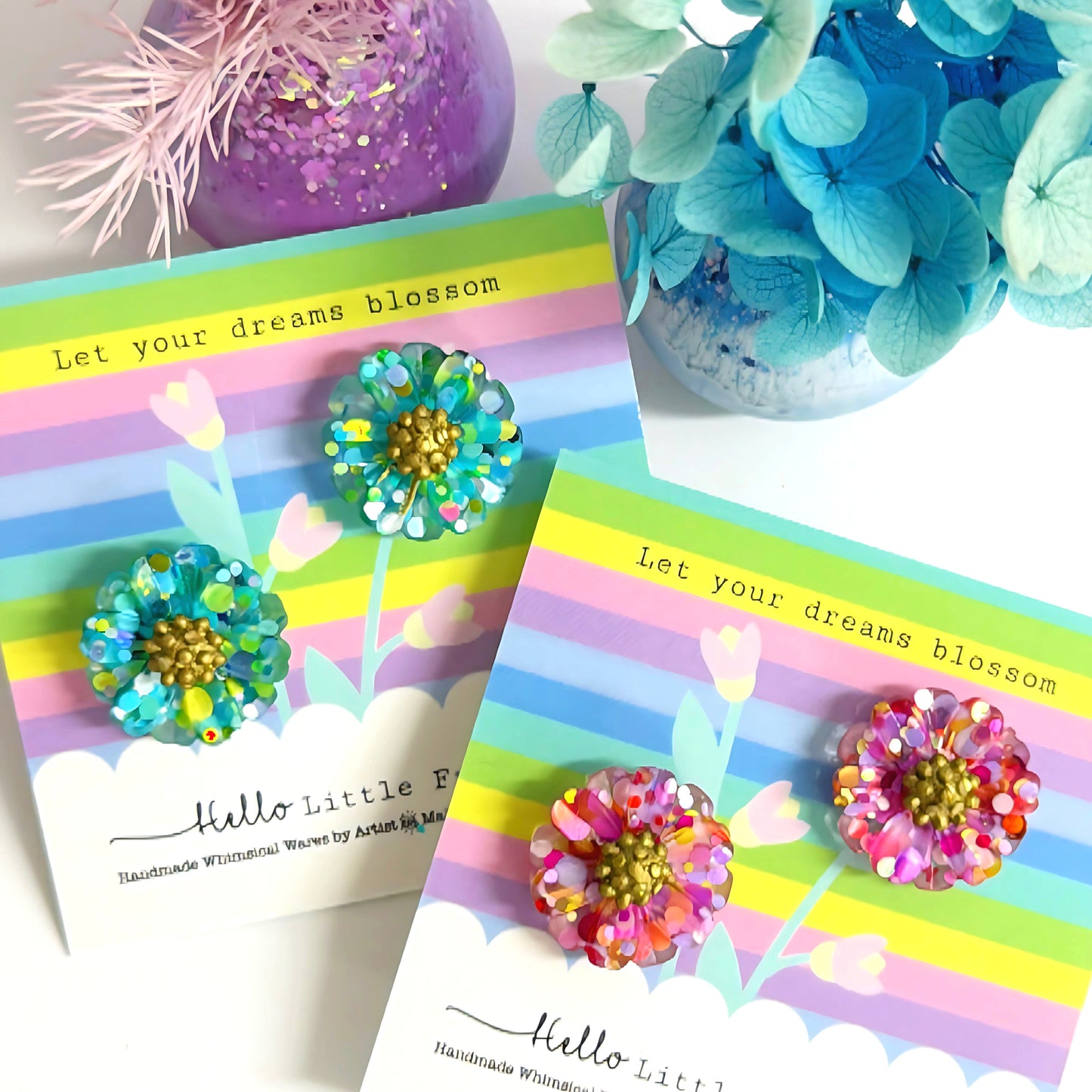 LET YOUR DREAMS BLOSSOM : choose your colour : Handmade Resin STUD Earrings