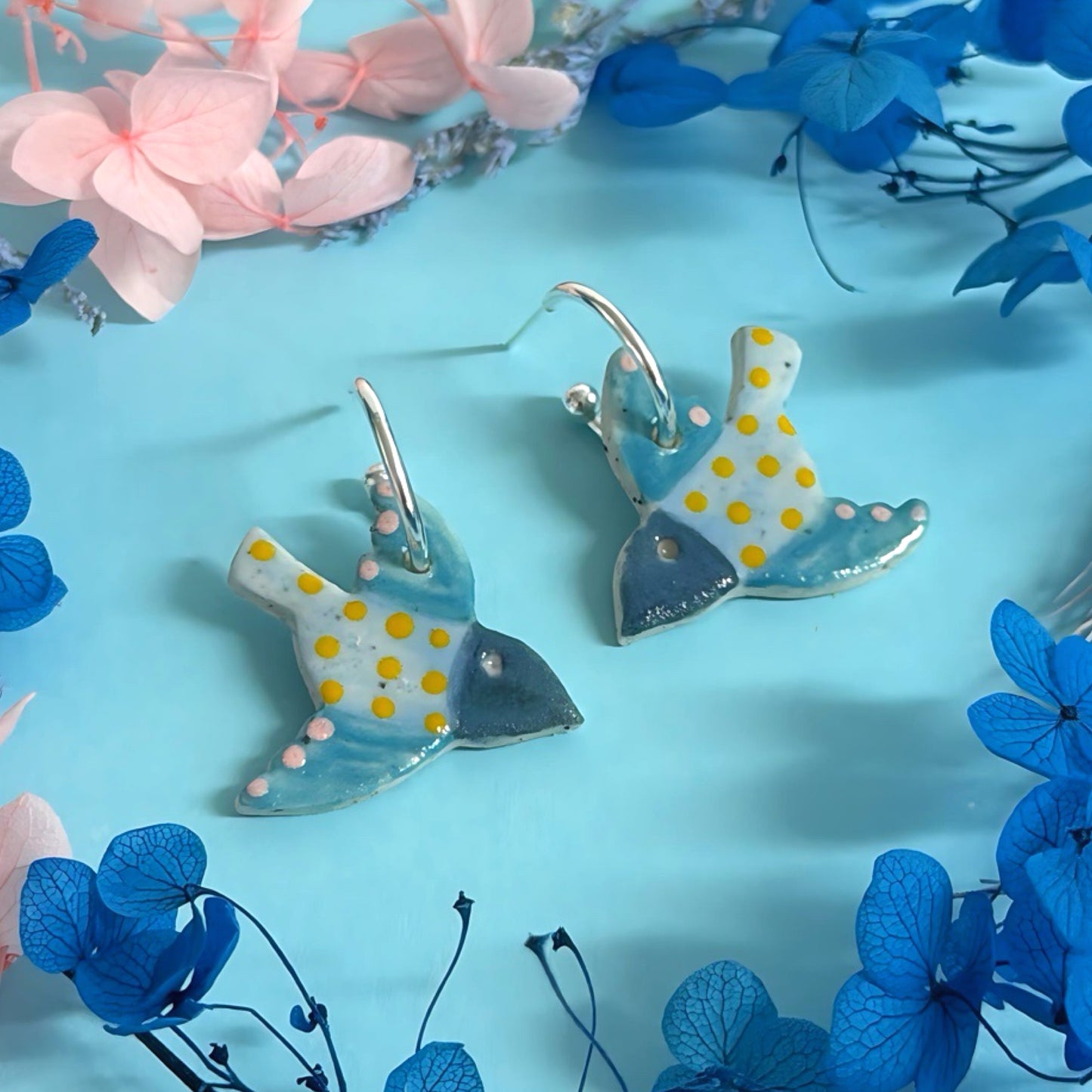 One of a kind : BLUEBIRDS : Choose your colour : Ceramic Earrings by Jo Kealley