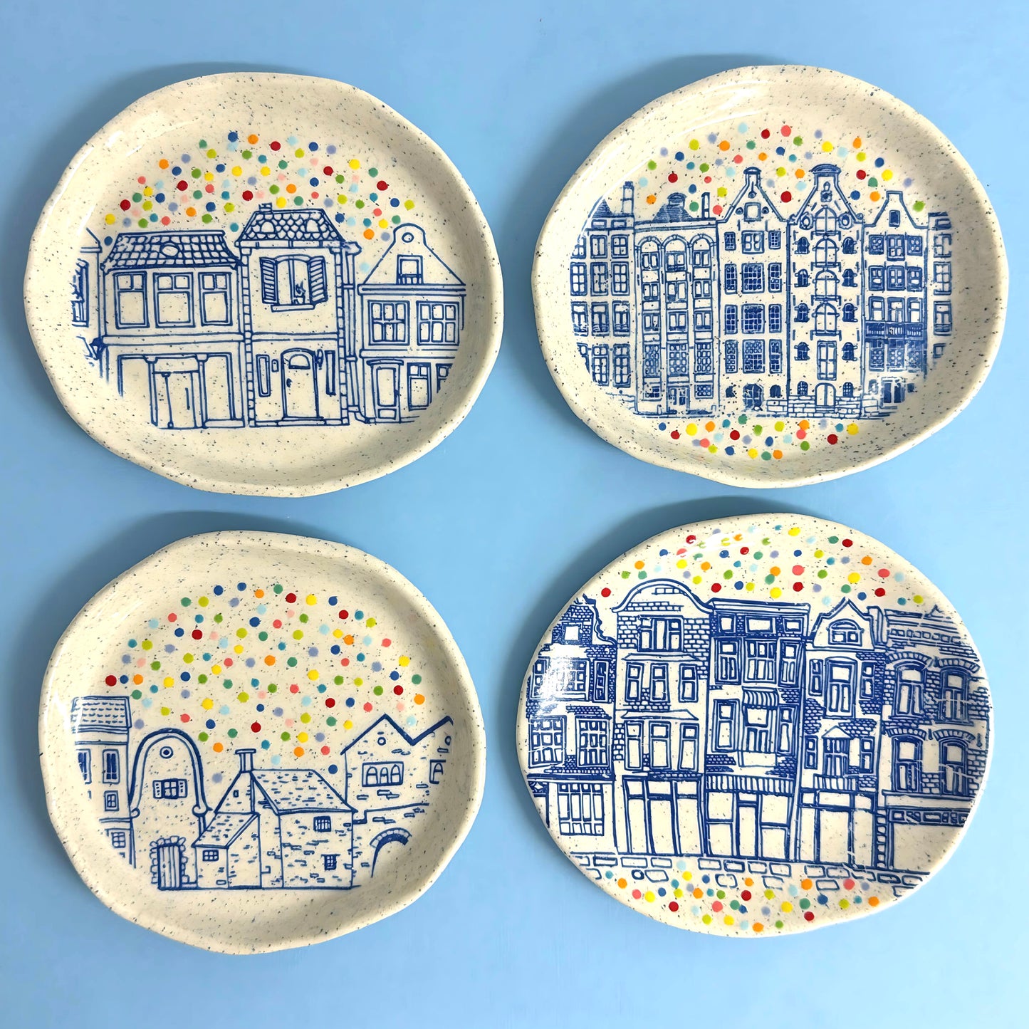 Hello Little RAINBOW CONFETTI DISH : Choose your design : Handpainted Ceramic Dishes by Jo Kealley
