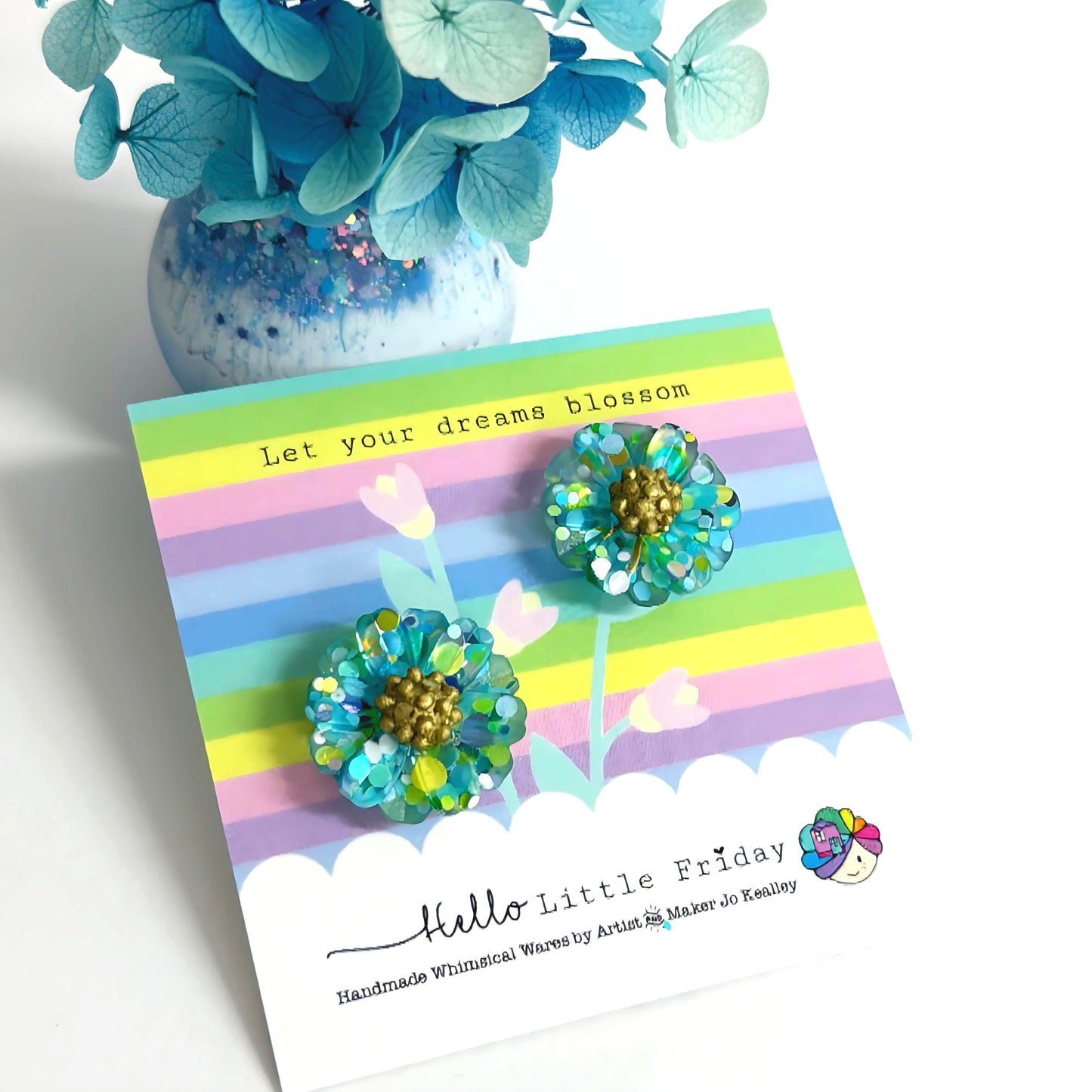 LET YOUR DREAMS BLOSSOM : choose your colour : Handmade Resin STUD Earrings