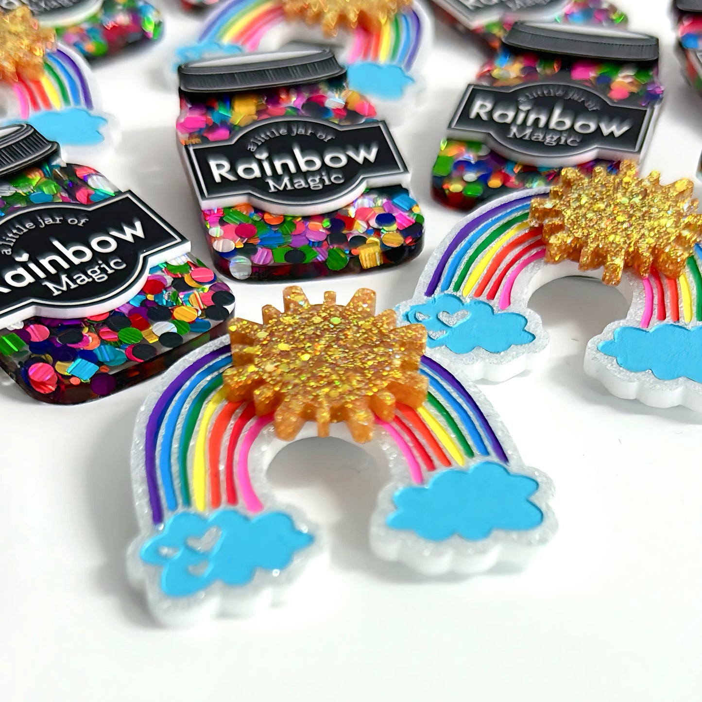 A LITTLE JAR OF : RAINBOW MAGIC : Handmade Resin & Acrylic BROOCH