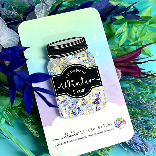 A LITTLE JAR OF : WINTER FROST : Handmade Resin & Acrylic BROOCH