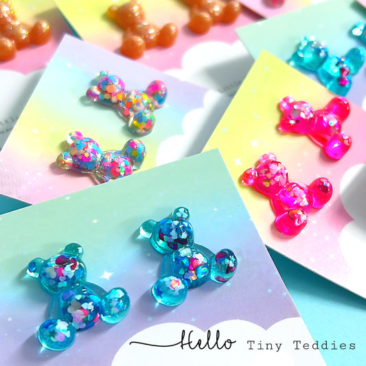 HELLO TINY TEDDIES : Choose your colour : Handmade Resin STUDS