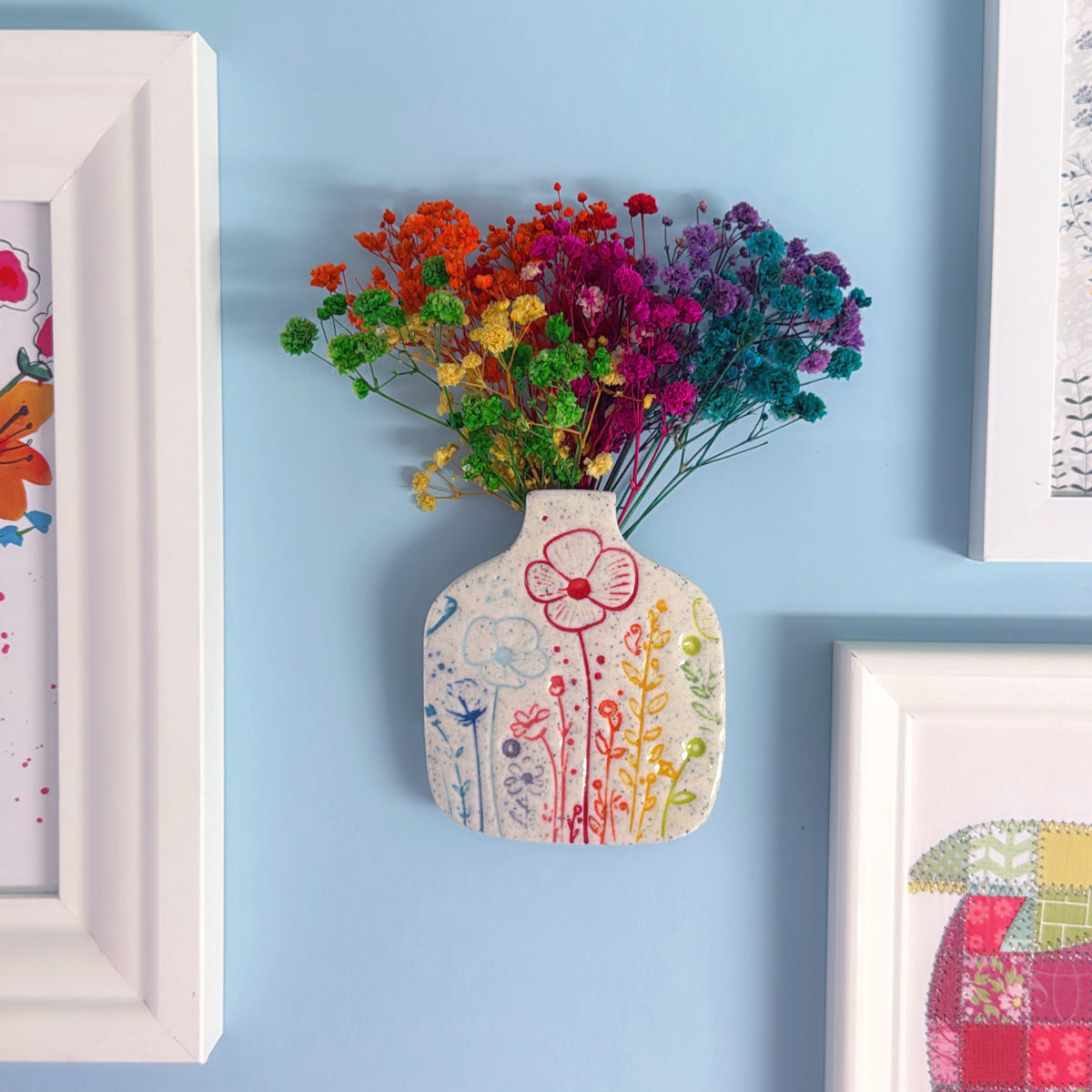 BOTANICA CERAMICA : Rainbow Handmade Ceramic Wall Vase - Medium by Jo Kealley